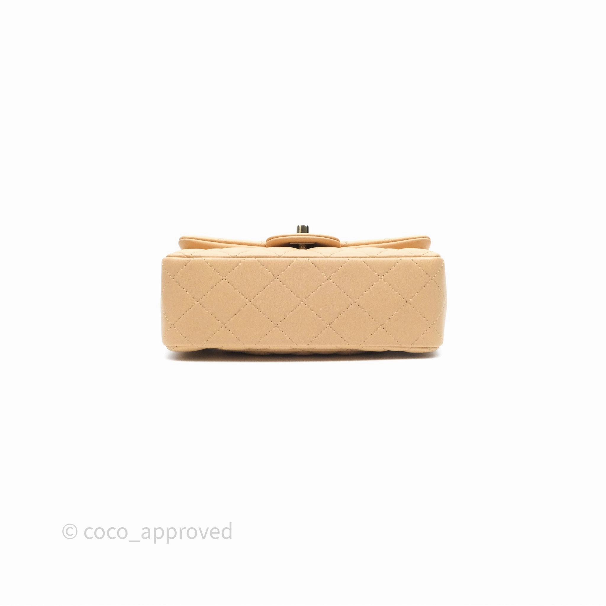 Chanel Mini Rectangular Quilted Beige Lambskin Gold Hardware