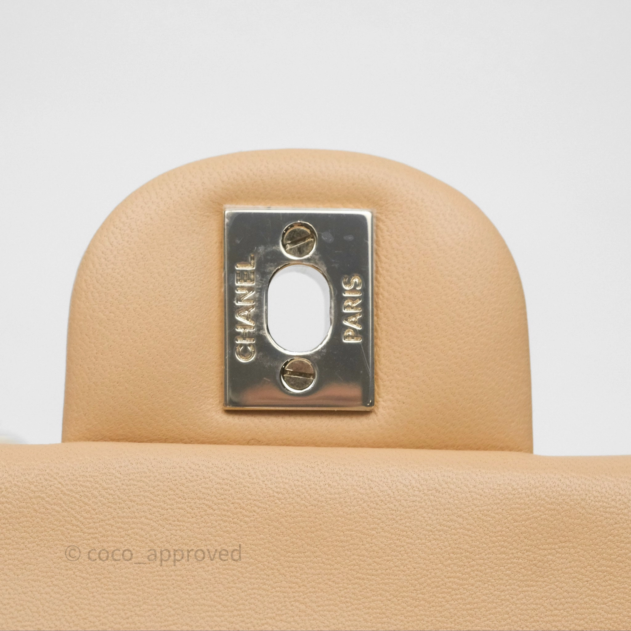 Chanel Mini Rectangular Quilted Beige Lambskin Gold Hardware
