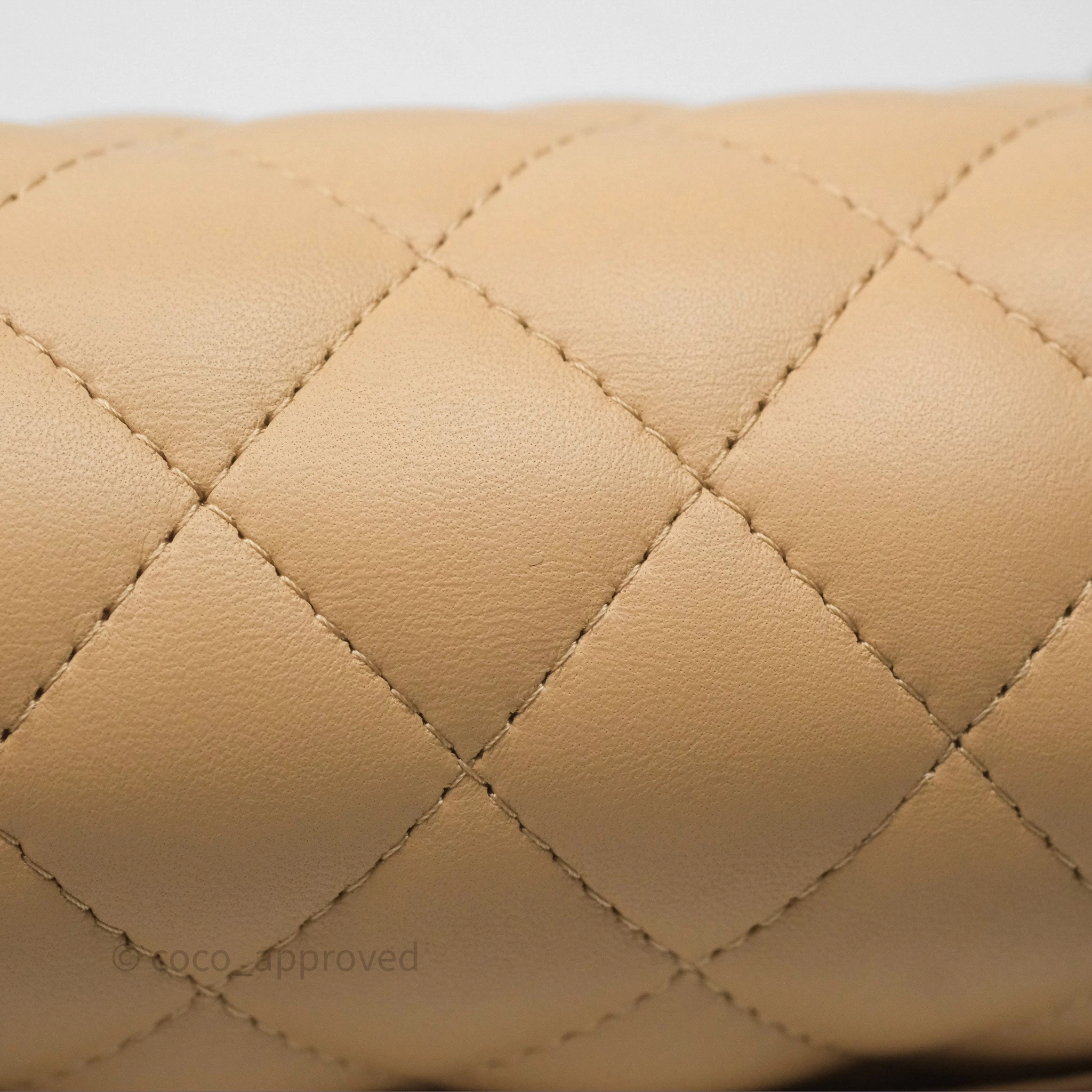 Chanel Mini Rectangular Quilted Beige Lambskin Gold Hardware