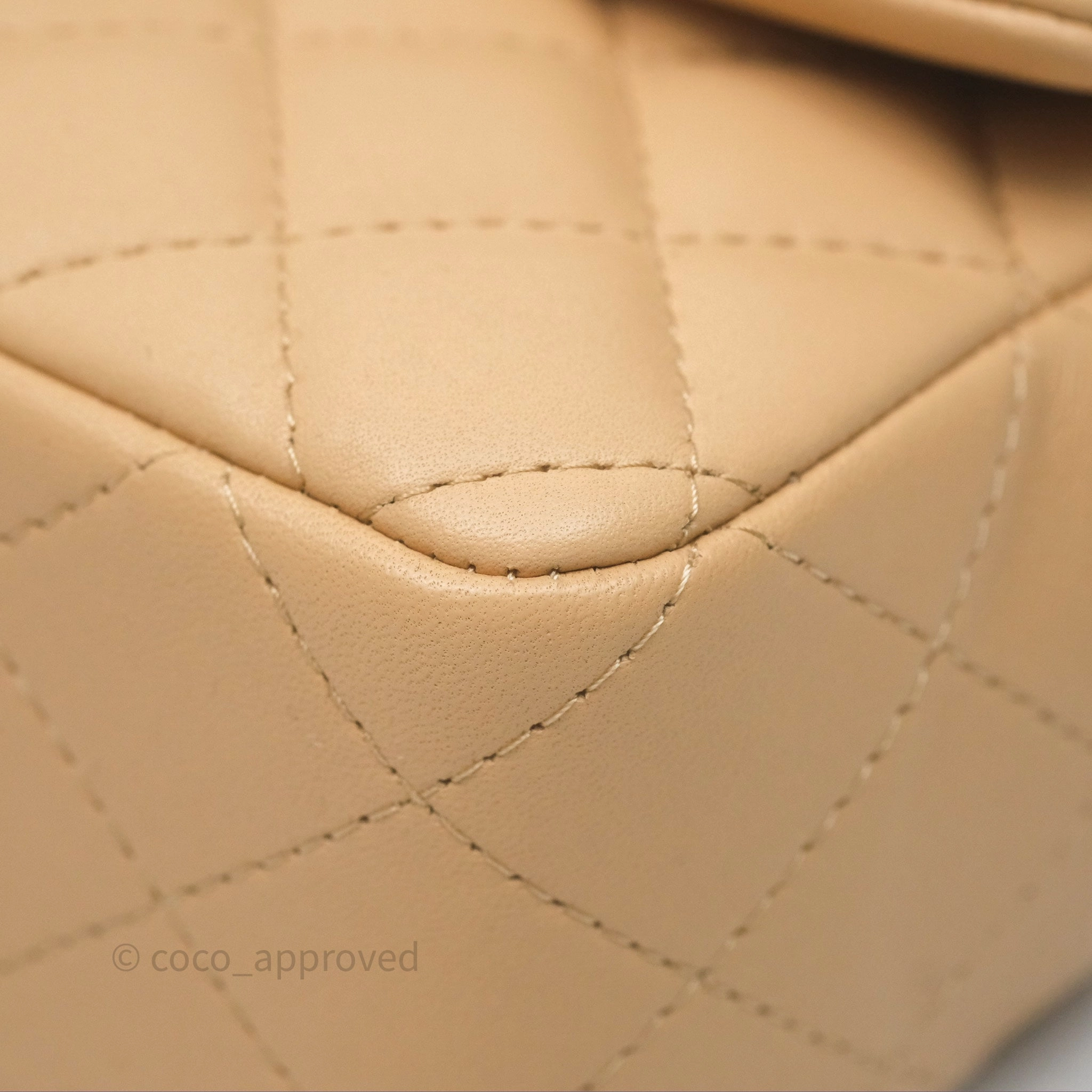 Chanel Mini Rectangular Quilted Beige Lambskin Gold Hardware