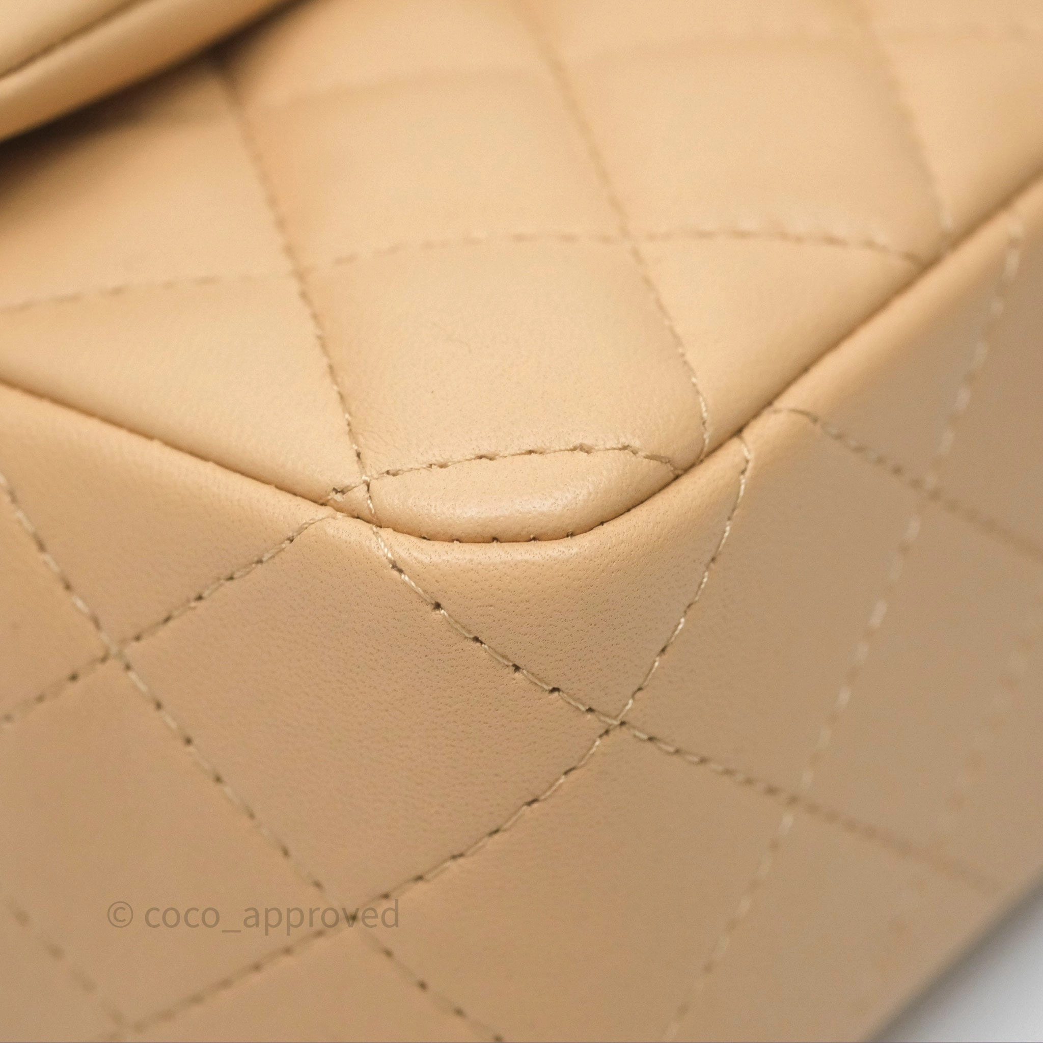Chanel Mini Rectangular Quilted Beige Lambskin Gold Hardware