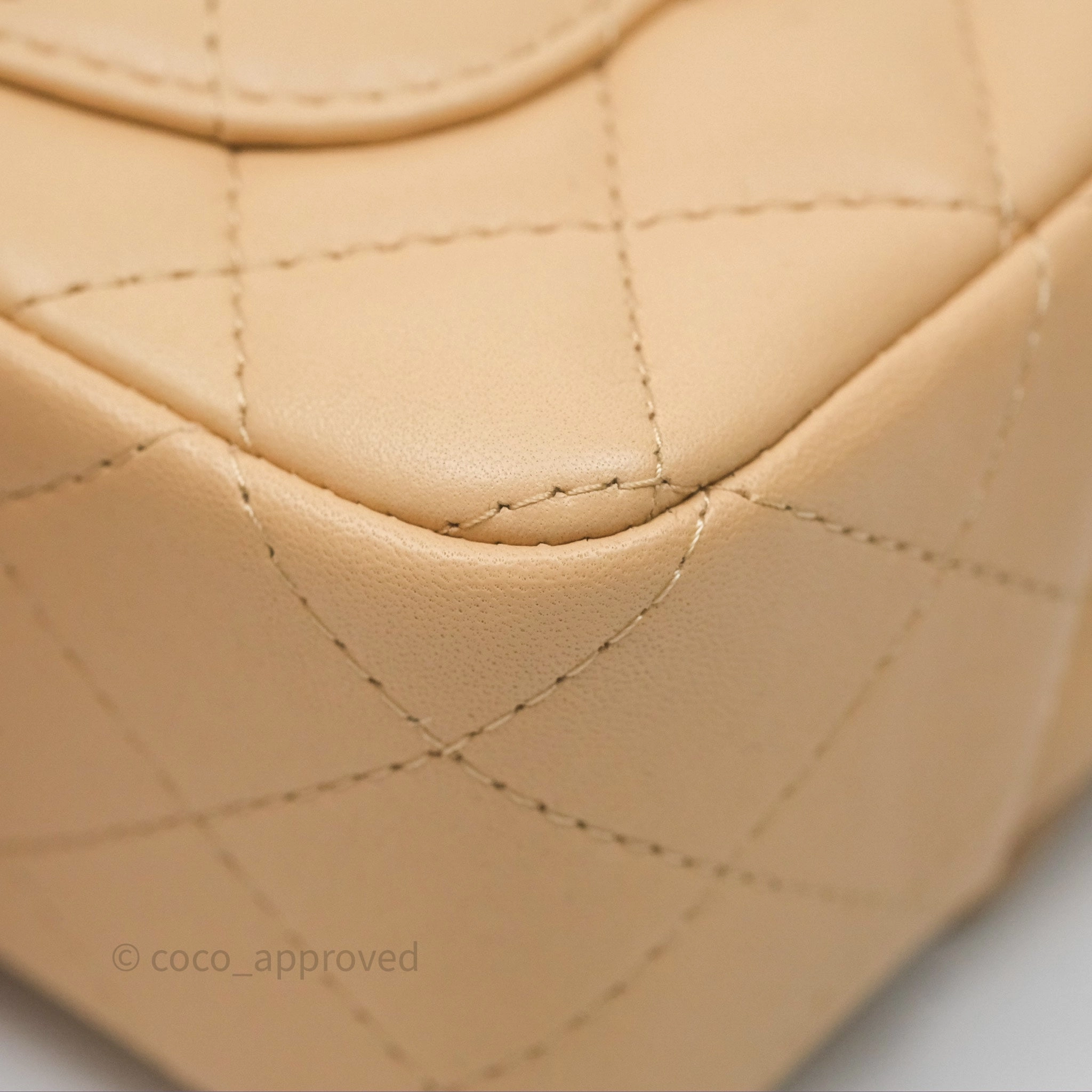 Chanel Mini Rectangular Quilted Beige Lambskin Gold Hardware