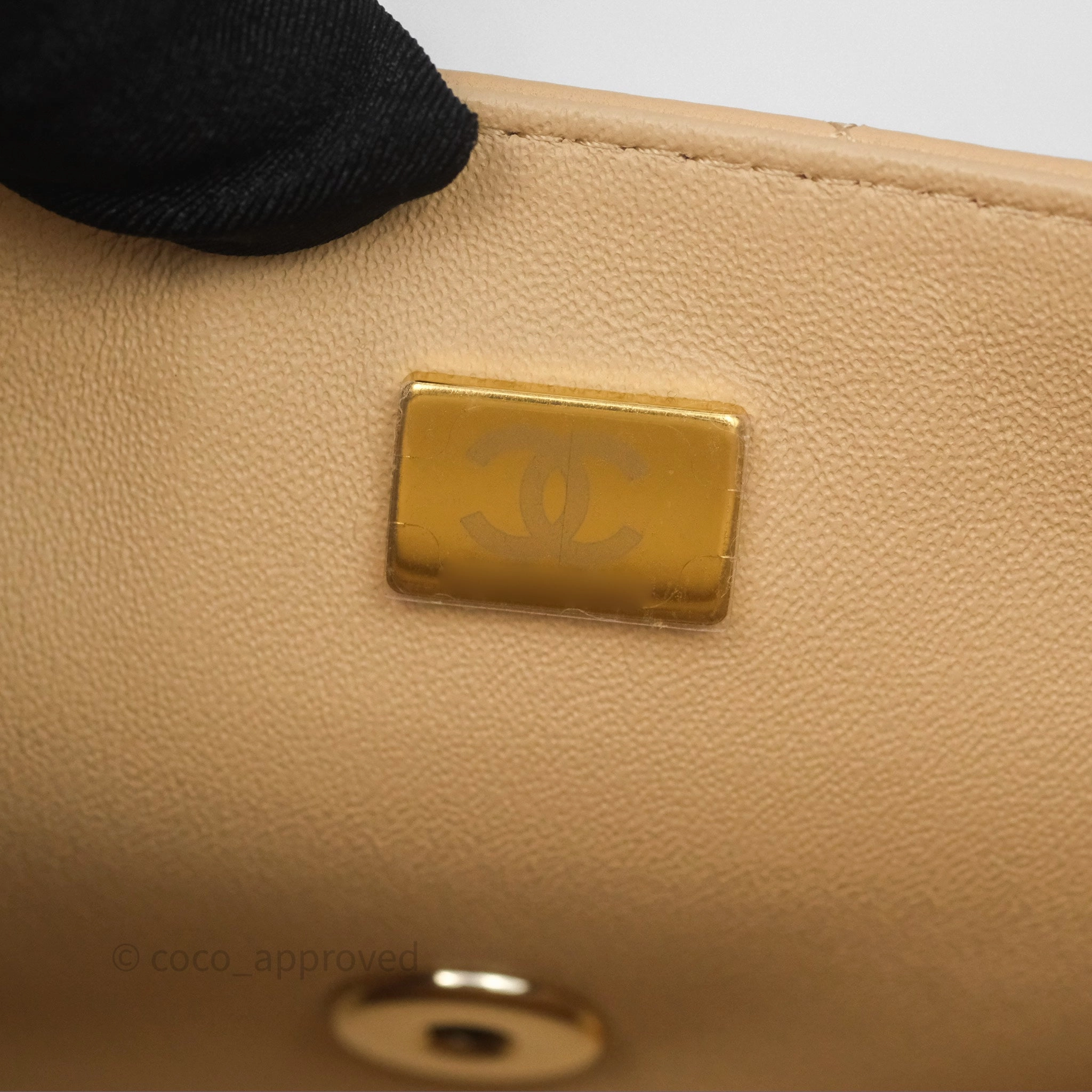 Chanel Mini Rectangular Quilted Beige Lambskin Gold Hardware