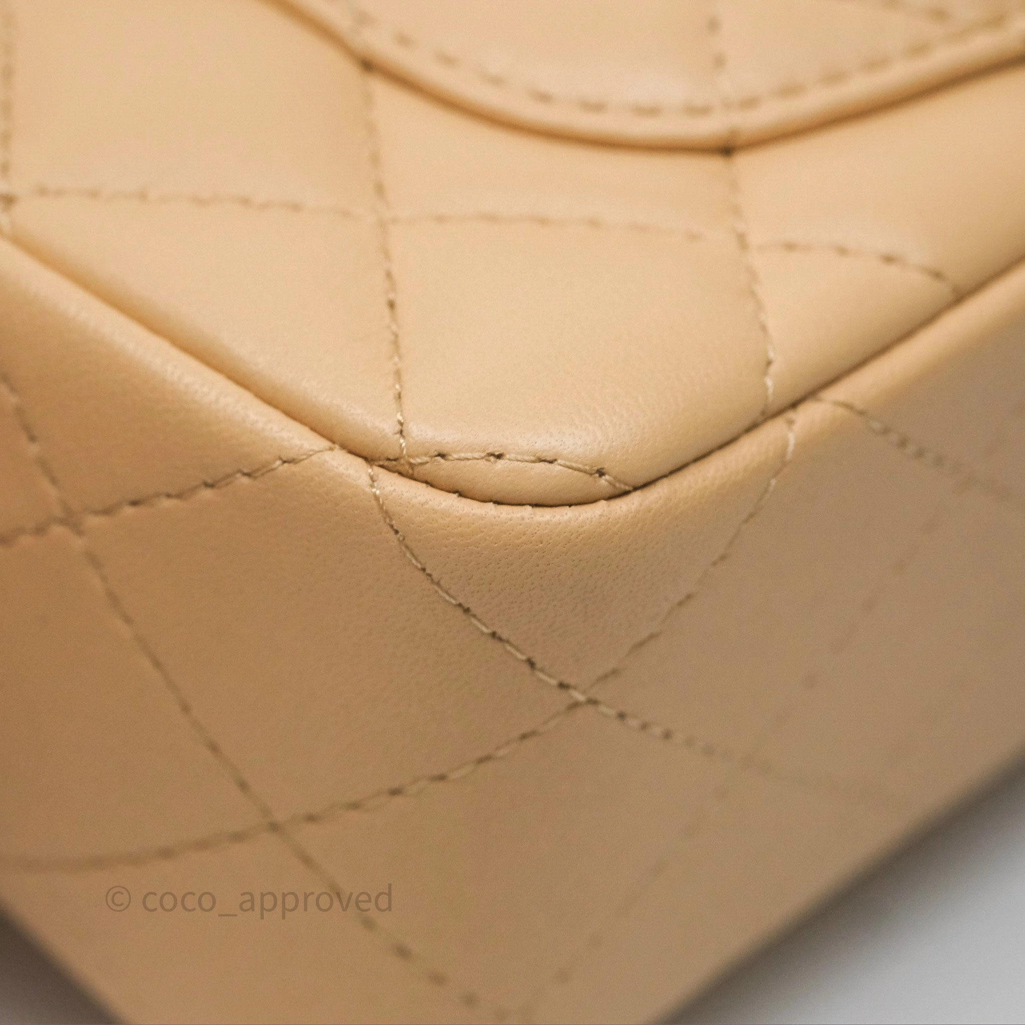 Chanel Mini Rectangular Quilted Beige Lambskin Gold Hardware