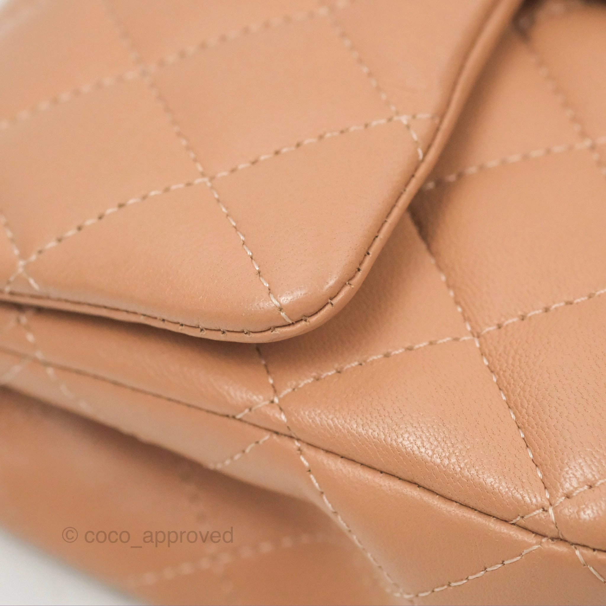 Chanel Mini Rectangular Quilted Beige Lambskin Silver Hardware