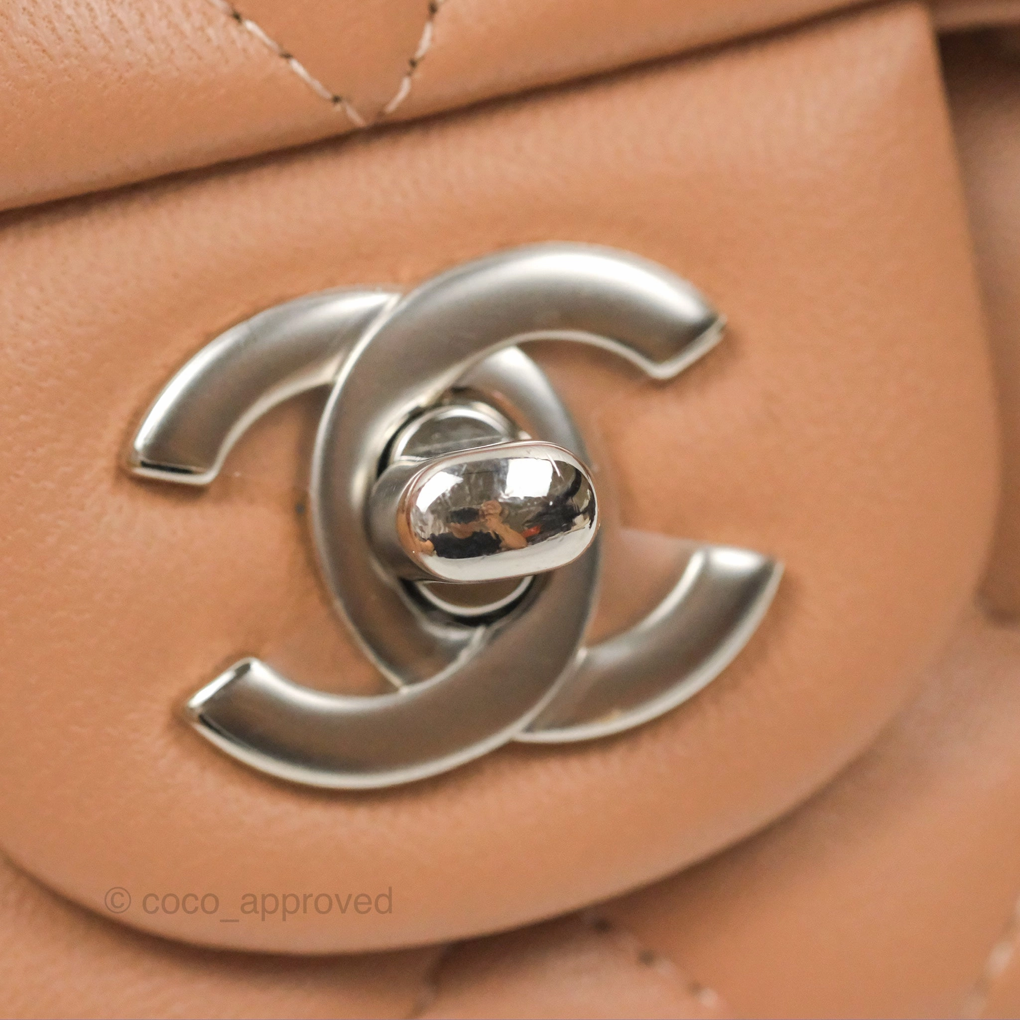 Chanel Mini Rectangular Quilted Beige Lambskin Silver Hardware