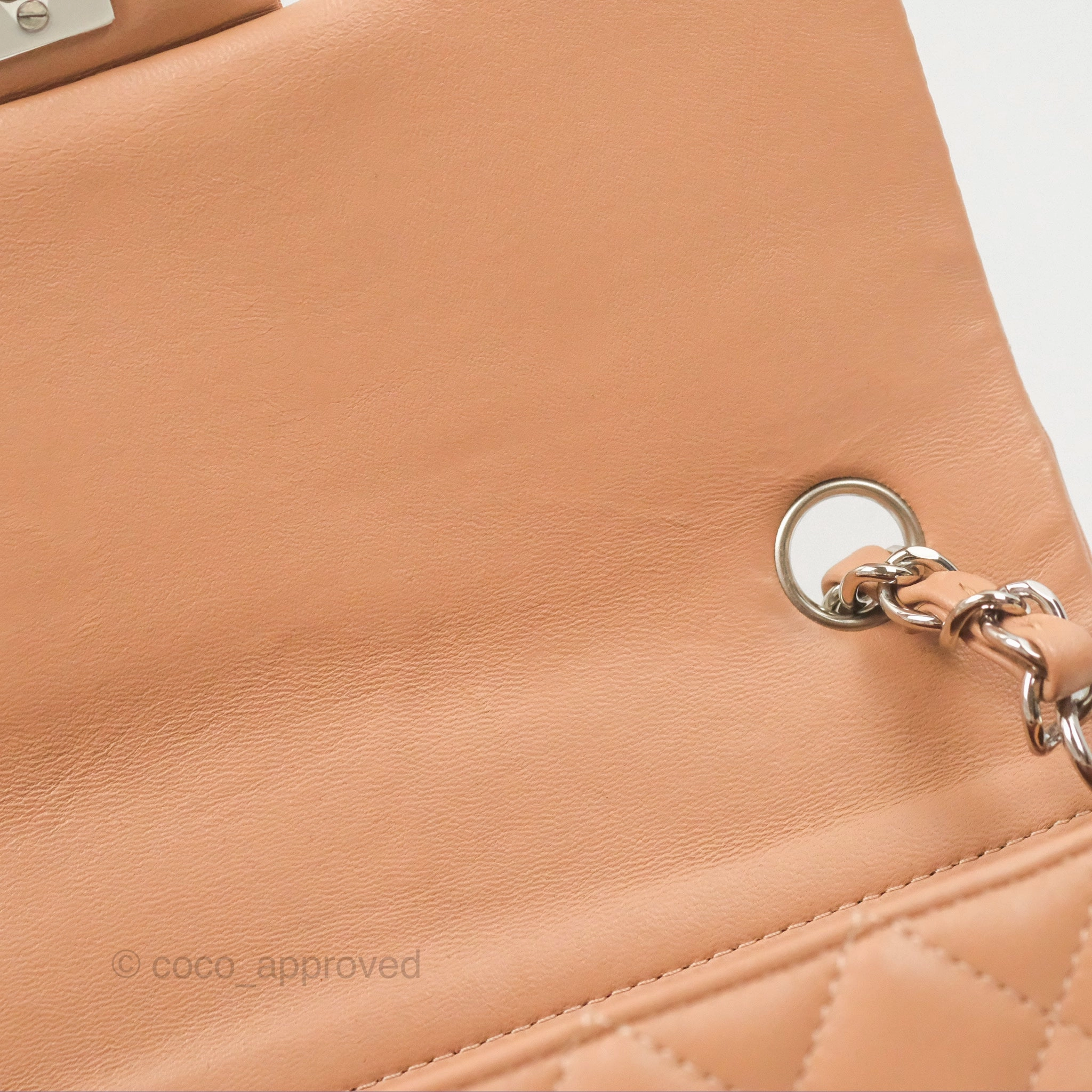 Chanel Mini Rectangular Quilted Beige Lambskin Silver Hardware