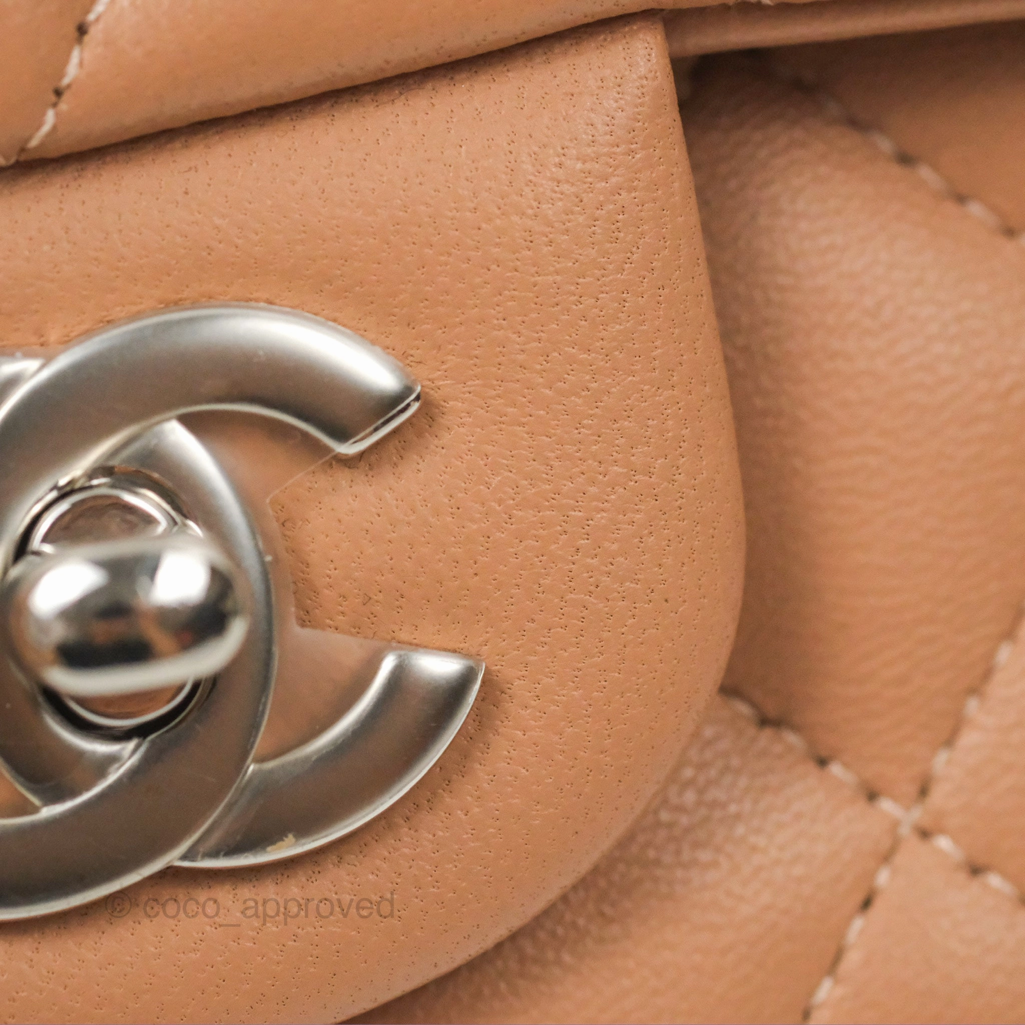 Chanel Mini Rectangular Quilted Beige Lambskin Silver Hardware