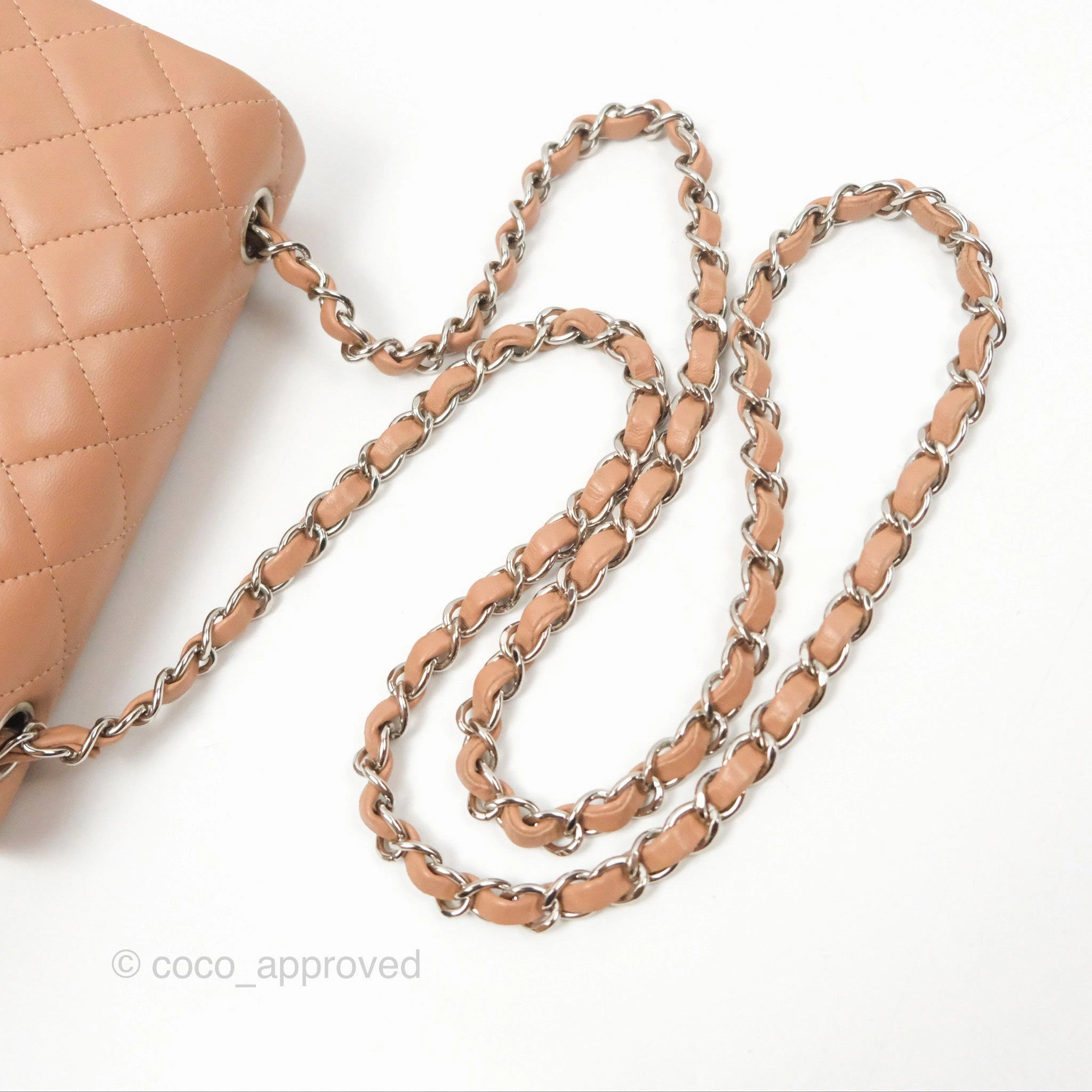Chanel Mini Rectangular Quilted Beige Lambskin Silver Hardware