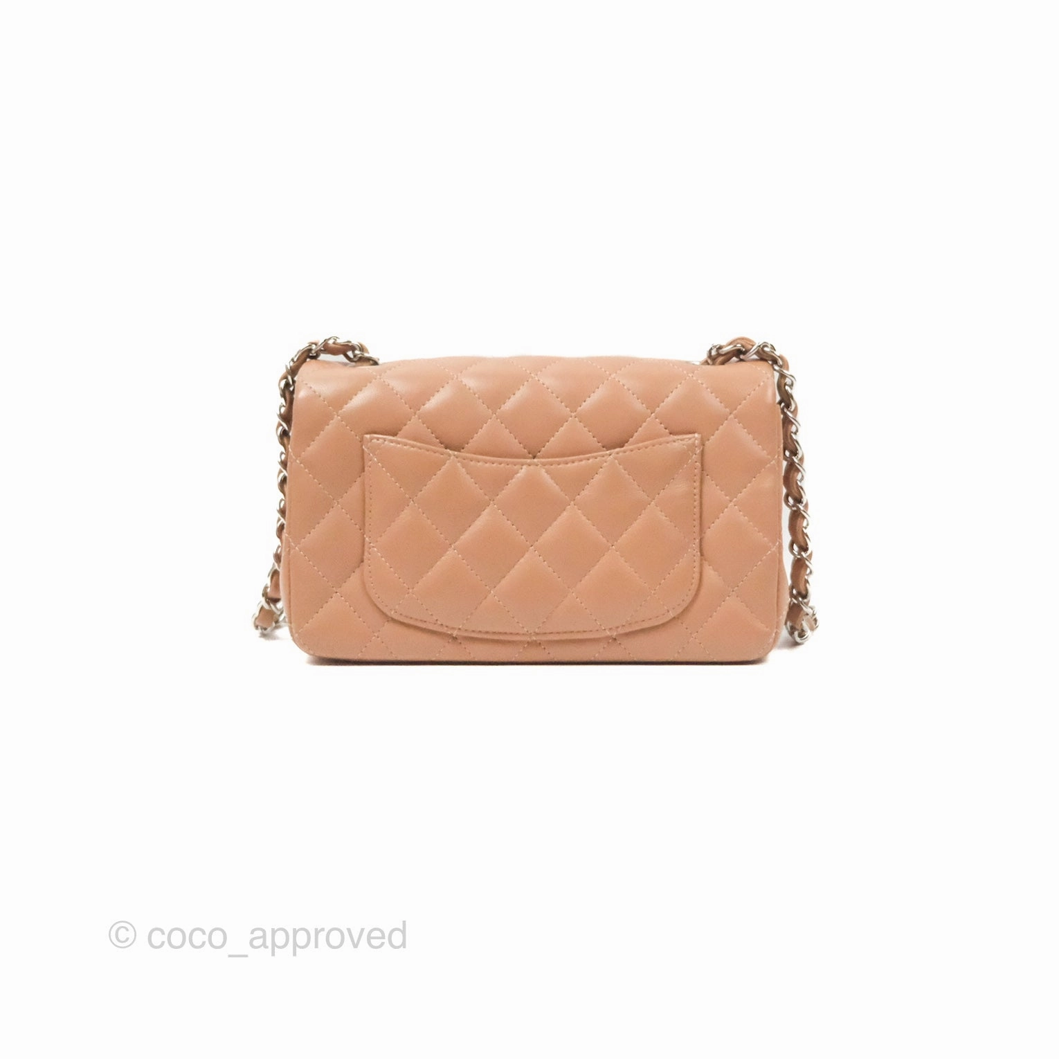 Chanel Mini Rectangular Quilted Beige Lambskin Silver Hardware