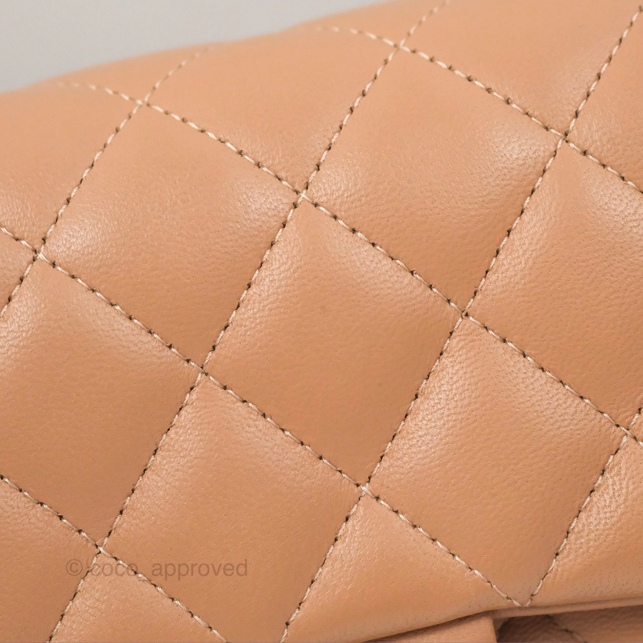 Chanel Mini Rectangular Quilted Beige Lambskin Silver Hardware