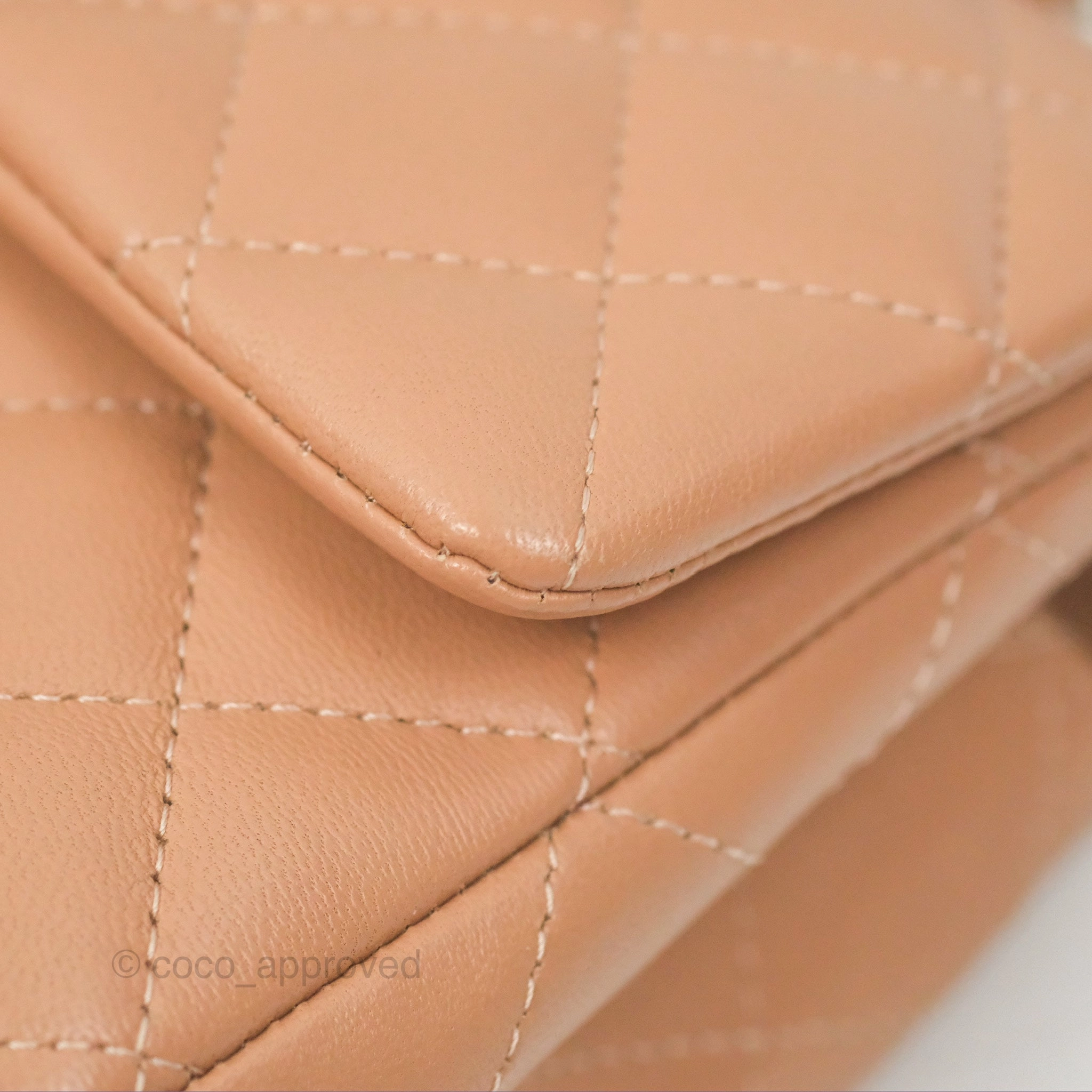Chanel Mini Rectangular Quilted Beige Lambskin Silver Hardware