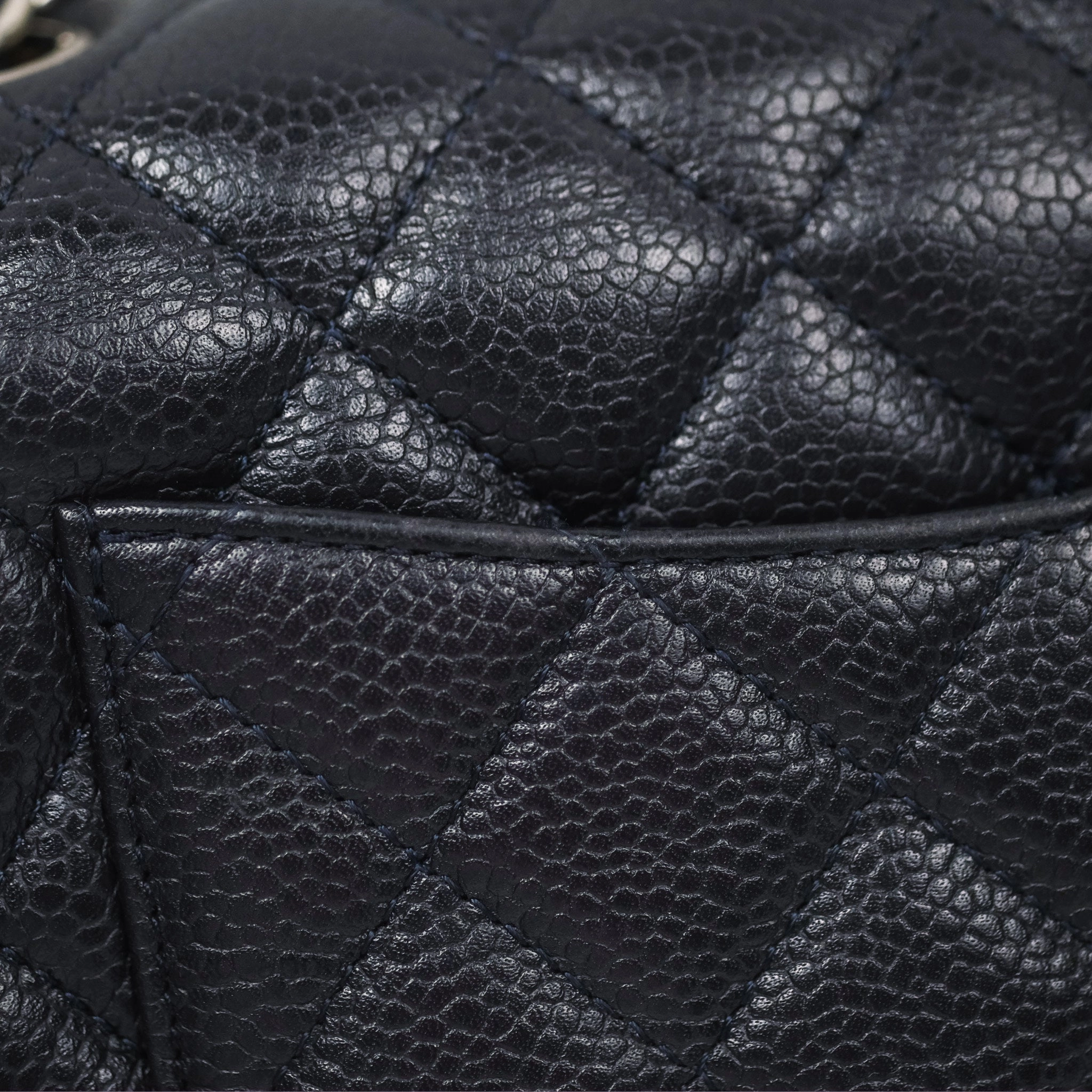 Chanel Mini Rectangular Quilted Dark Navy Caviar Silver Hardware