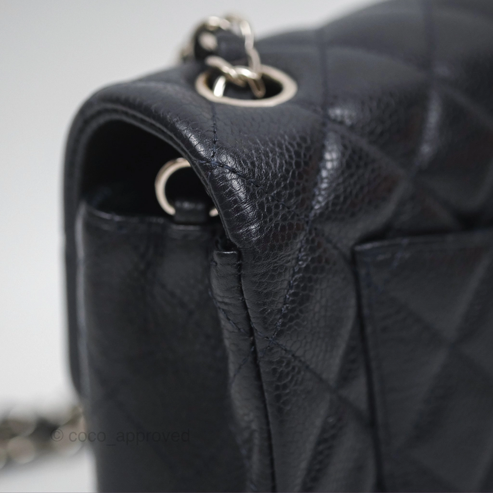 Chanel Mini Rectangular Quilted Dark Navy Caviar Silver Hardware