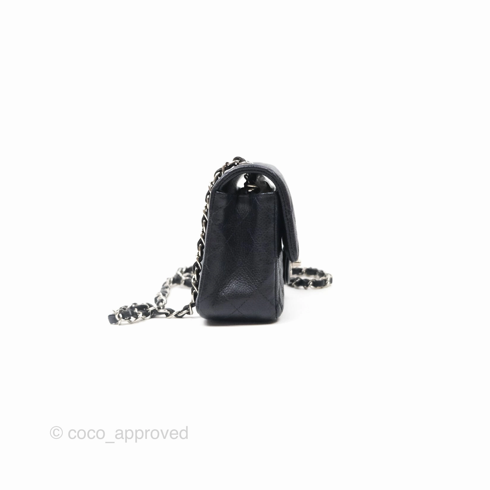 Chanel Mini Rectangular Quilted Dark Navy Caviar Silver Hardware