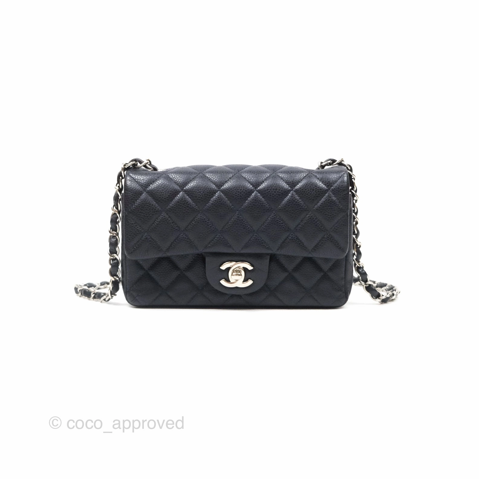 Chanel Mini Rectangular Quilted Dark Navy Caviar Silver Hardware
