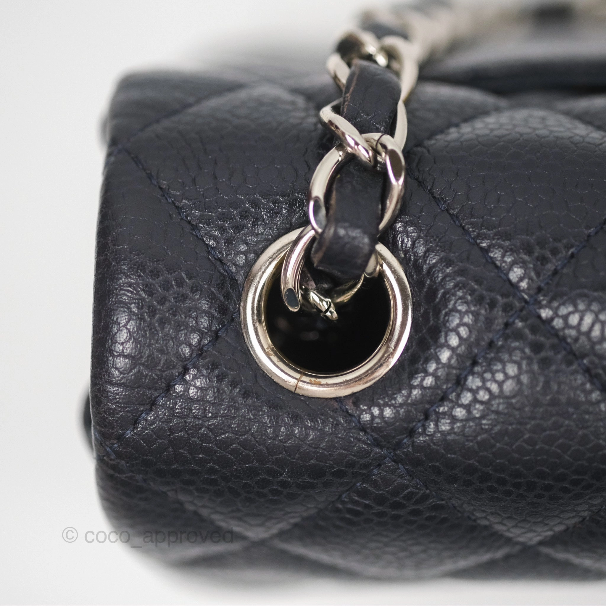 Chanel Mini Rectangular Quilted Dark Navy Caviar Silver Hardware