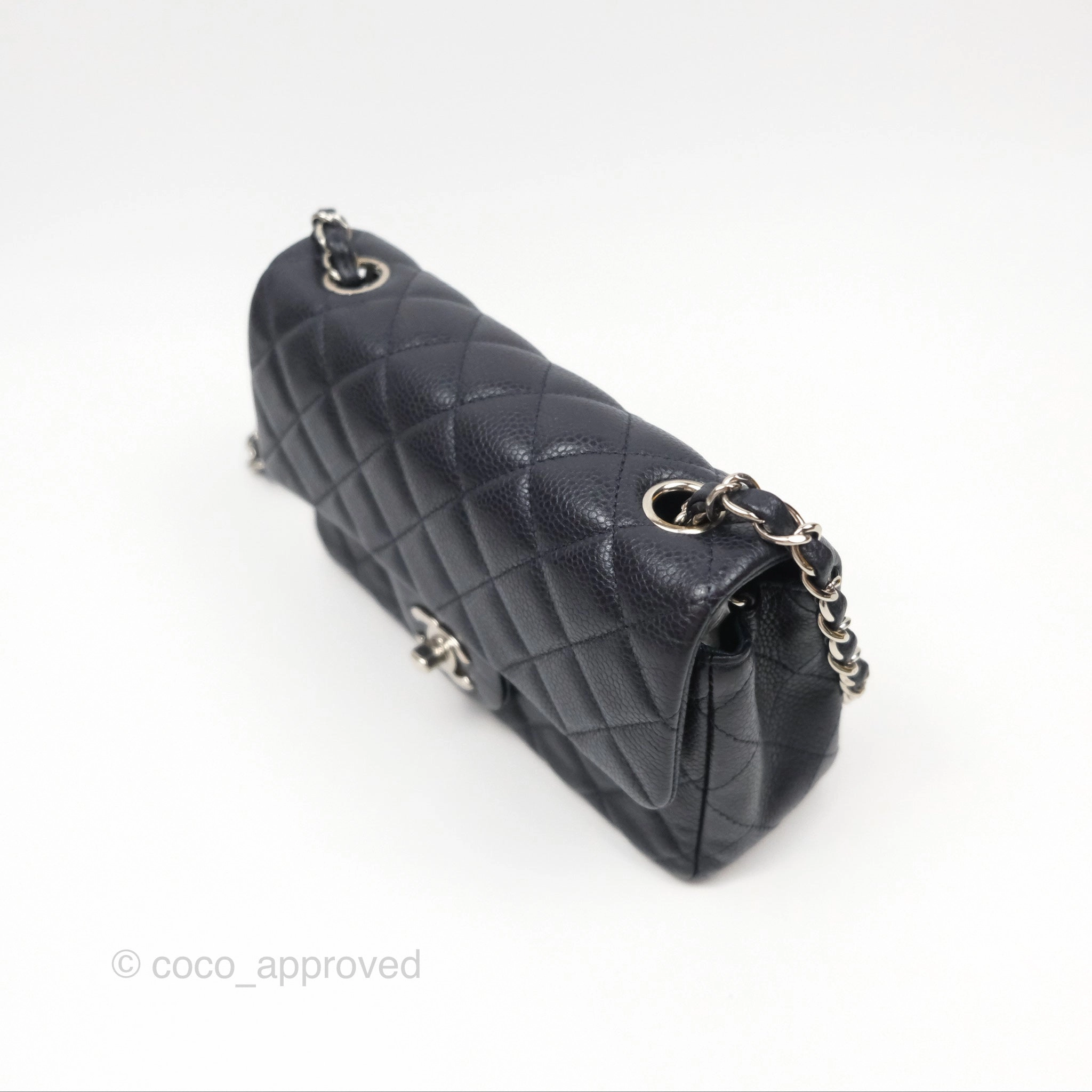 Chanel Mini Rectangular Quilted Dark Navy Caviar Silver Hardware