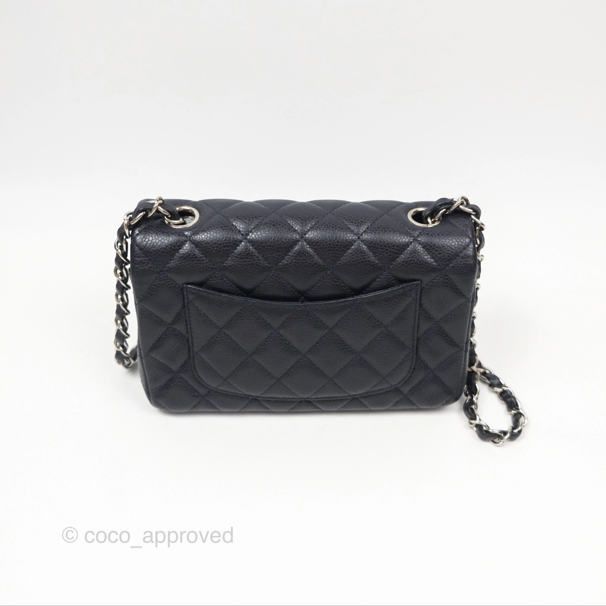 Chanel Mini Rectangular Quilted Dark Navy Caviar Silver Hardware