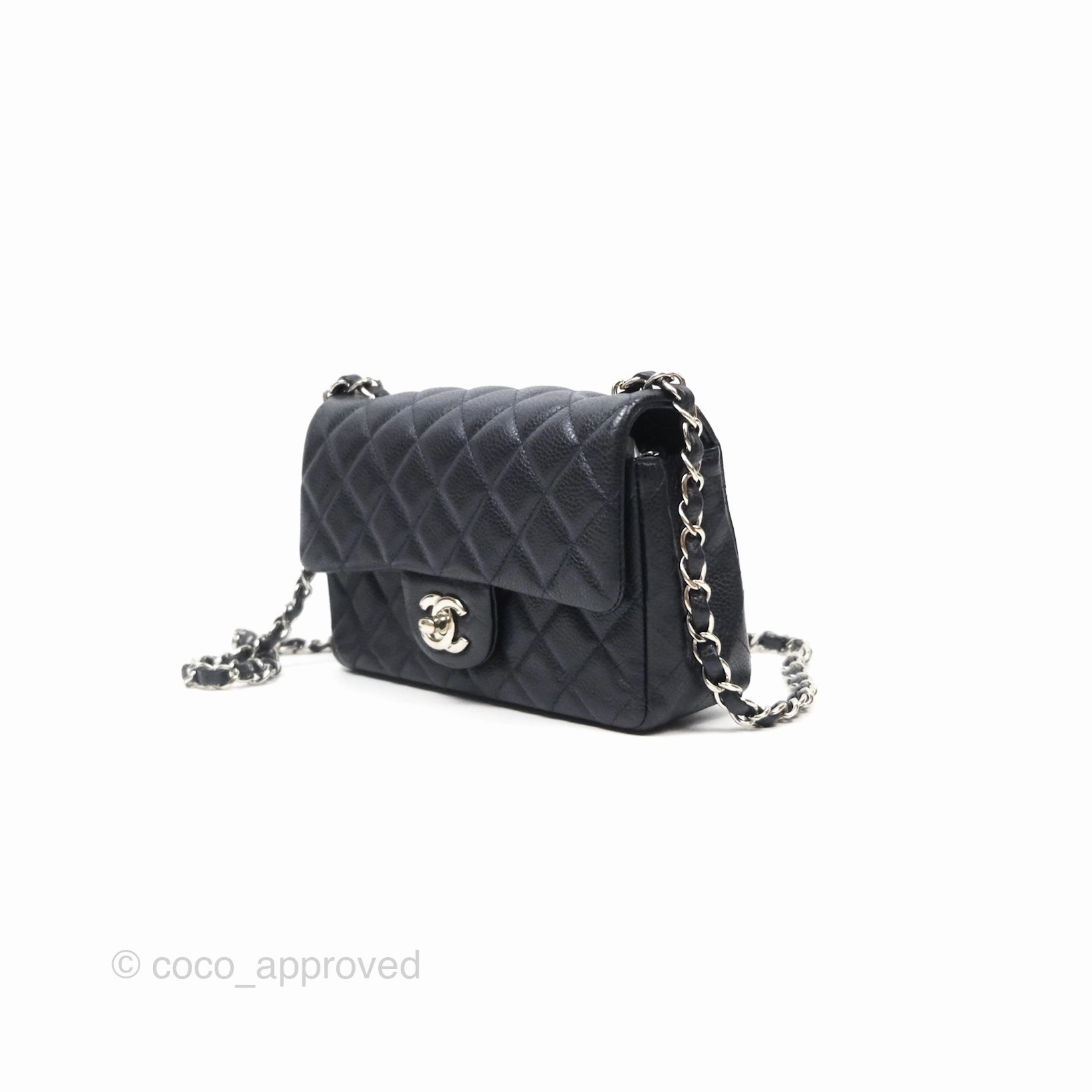 Chanel Mini Rectangular Quilted Dark Navy Caviar Silver Hardware