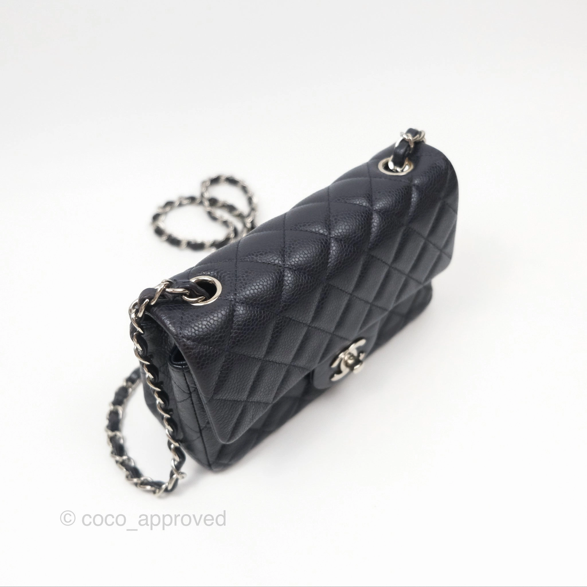 Chanel Mini Rectangular Quilted Dark Navy Caviar Silver Hardware