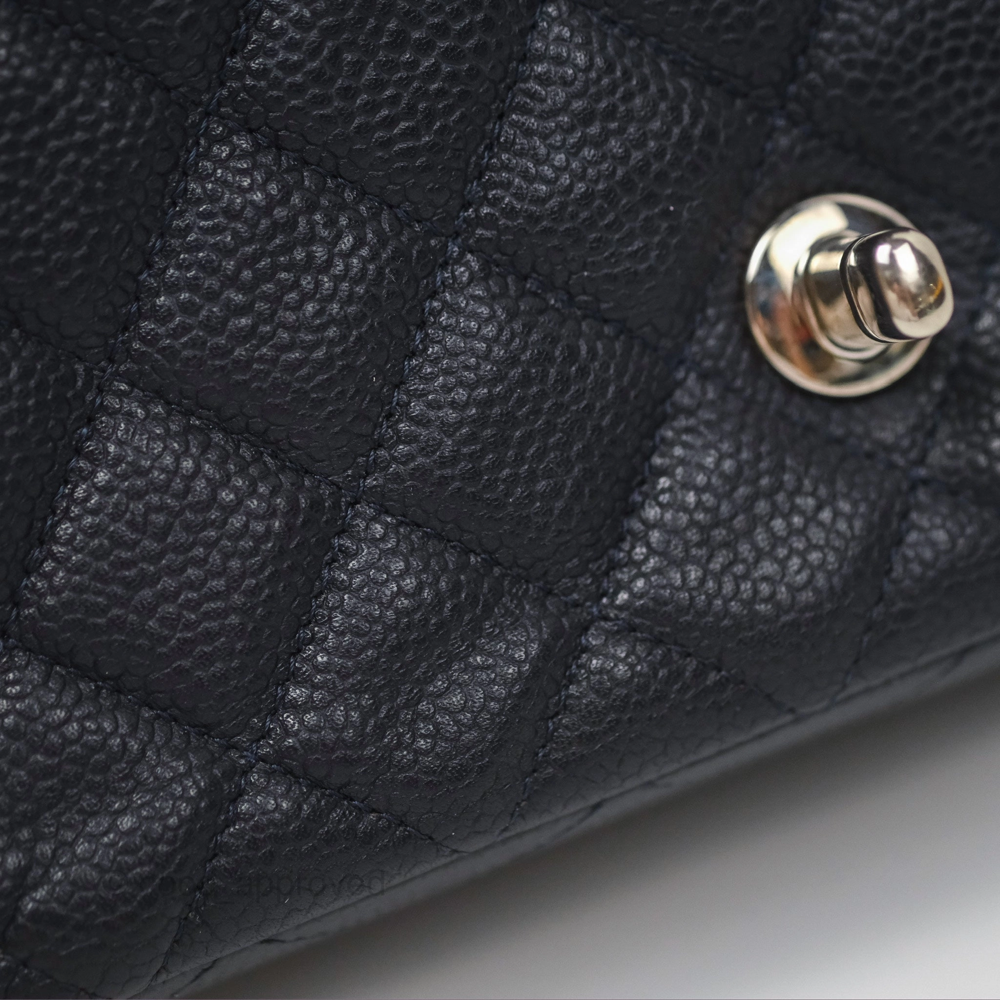 Chanel Mini Rectangular Quilted Dark Navy Caviar Silver Hardware