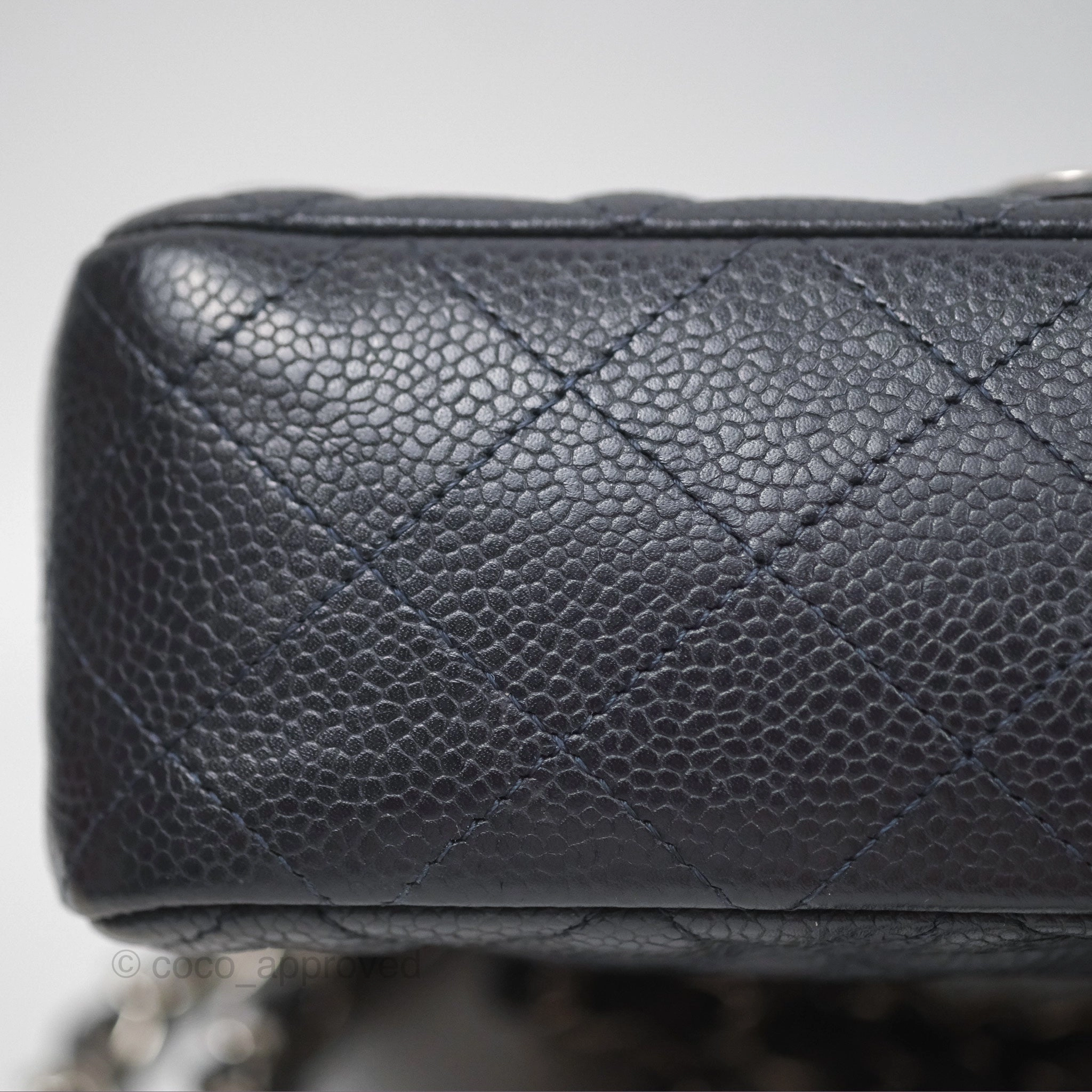 Chanel Mini Rectangular Quilted Dark Navy Caviar Silver Hardware