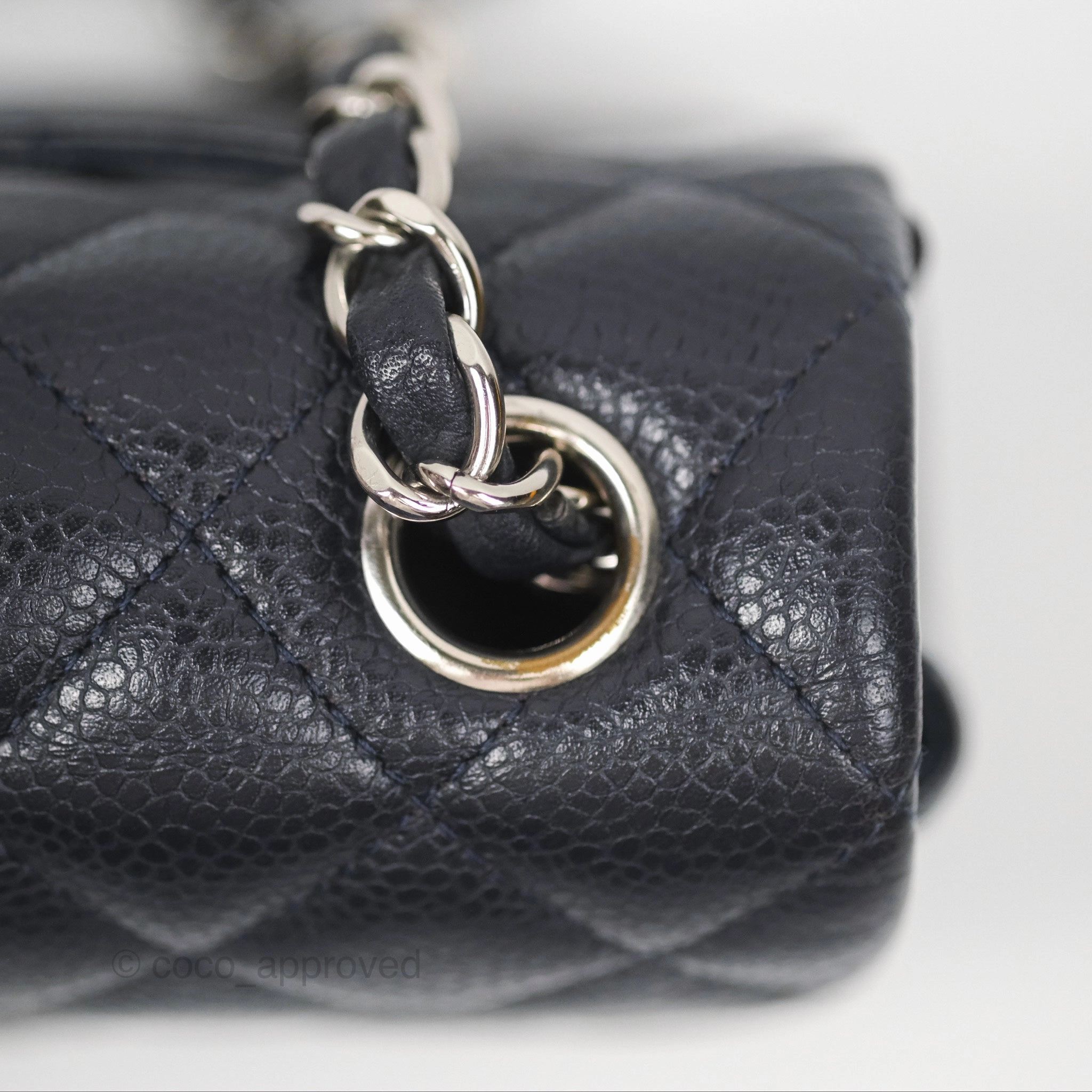 Chanel Mini Rectangular Quilted Dark Navy Caviar Silver Hardware