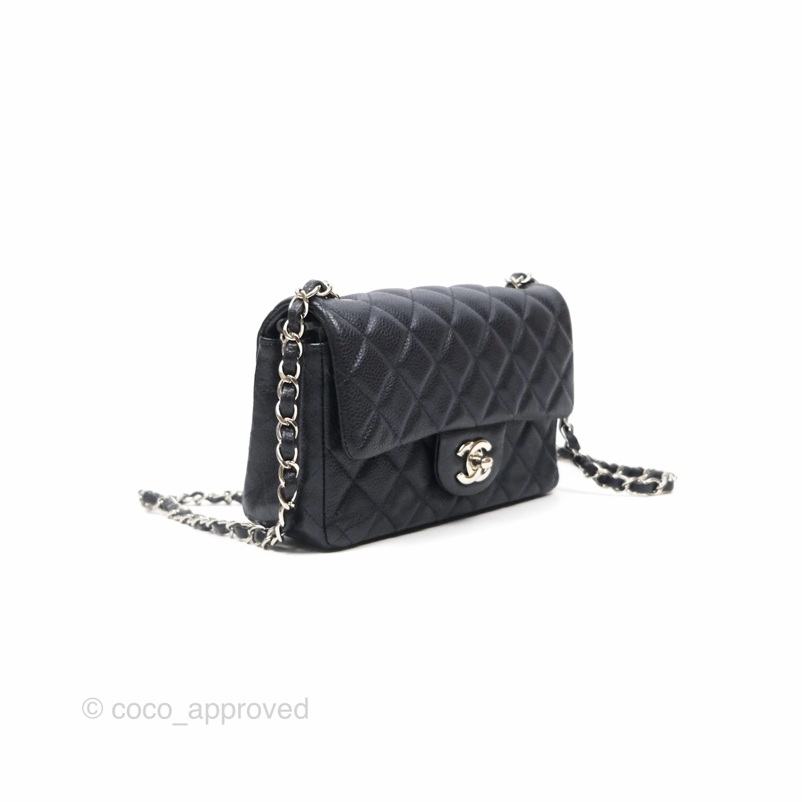 Chanel Mini Rectangular Quilted Dark Navy Caviar Silver Hardware