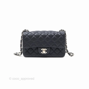 Chanel Mini Rectangular Quilted Dark Navy Caviar Silver Hardware