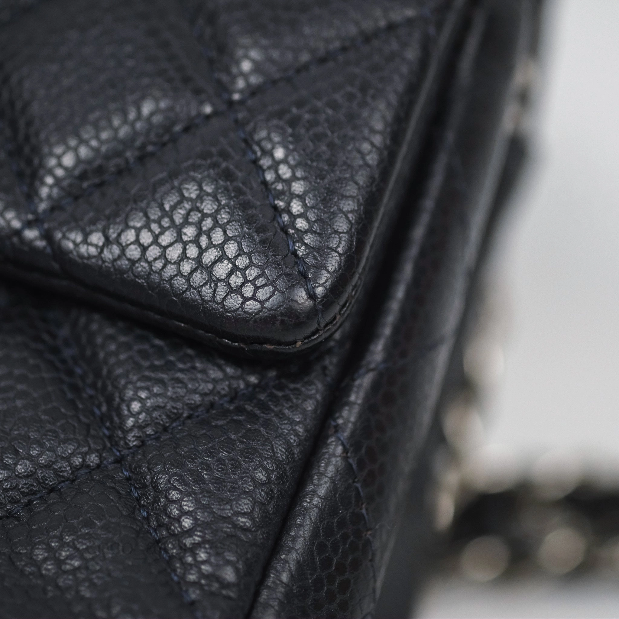 Chanel Mini Rectangular Quilted Dark Navy Caviar Silver Hardware