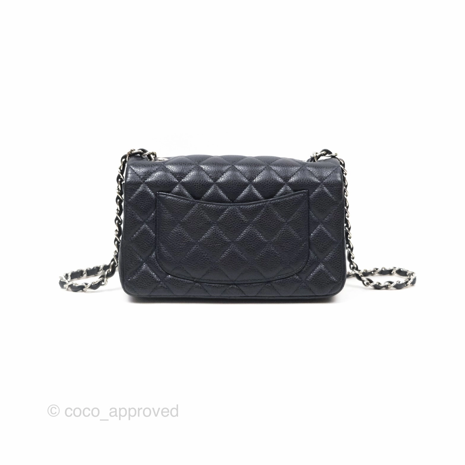 Chanel Mini Rectangular Quilted Dark Navy Caviar Silver Hardware