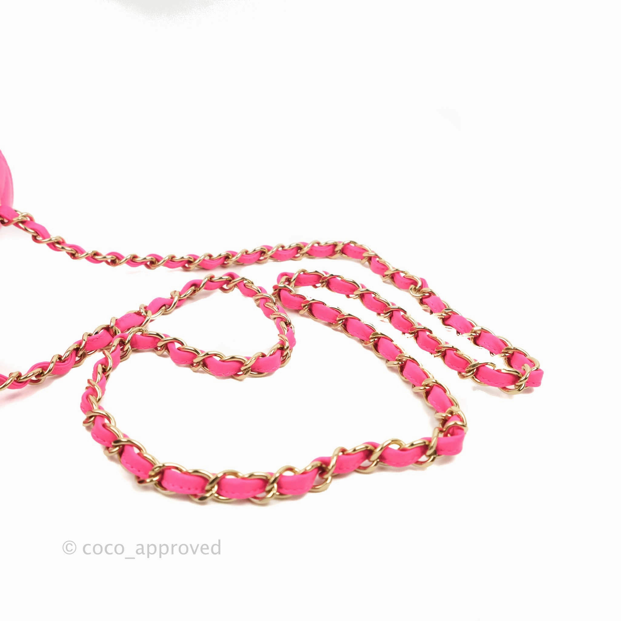 Chanel Mini Rectangular Quilted Neon Pink Patent Gold Hardware