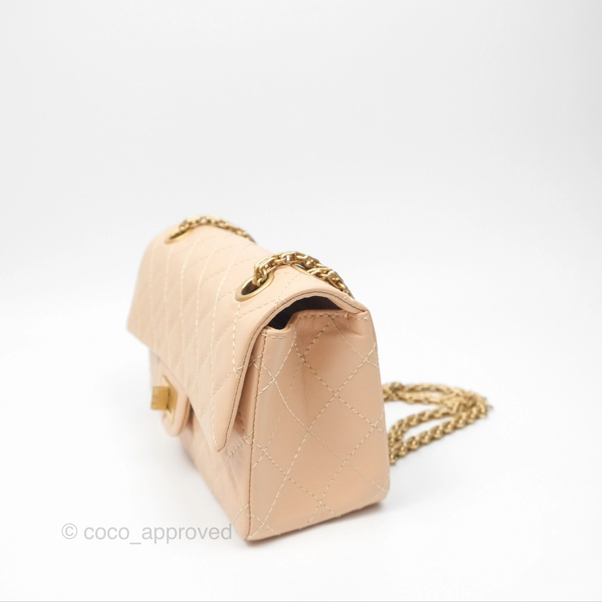 Chanel Mini Reissue 224 Beige Aged Calfskin Aged Gold Hardware