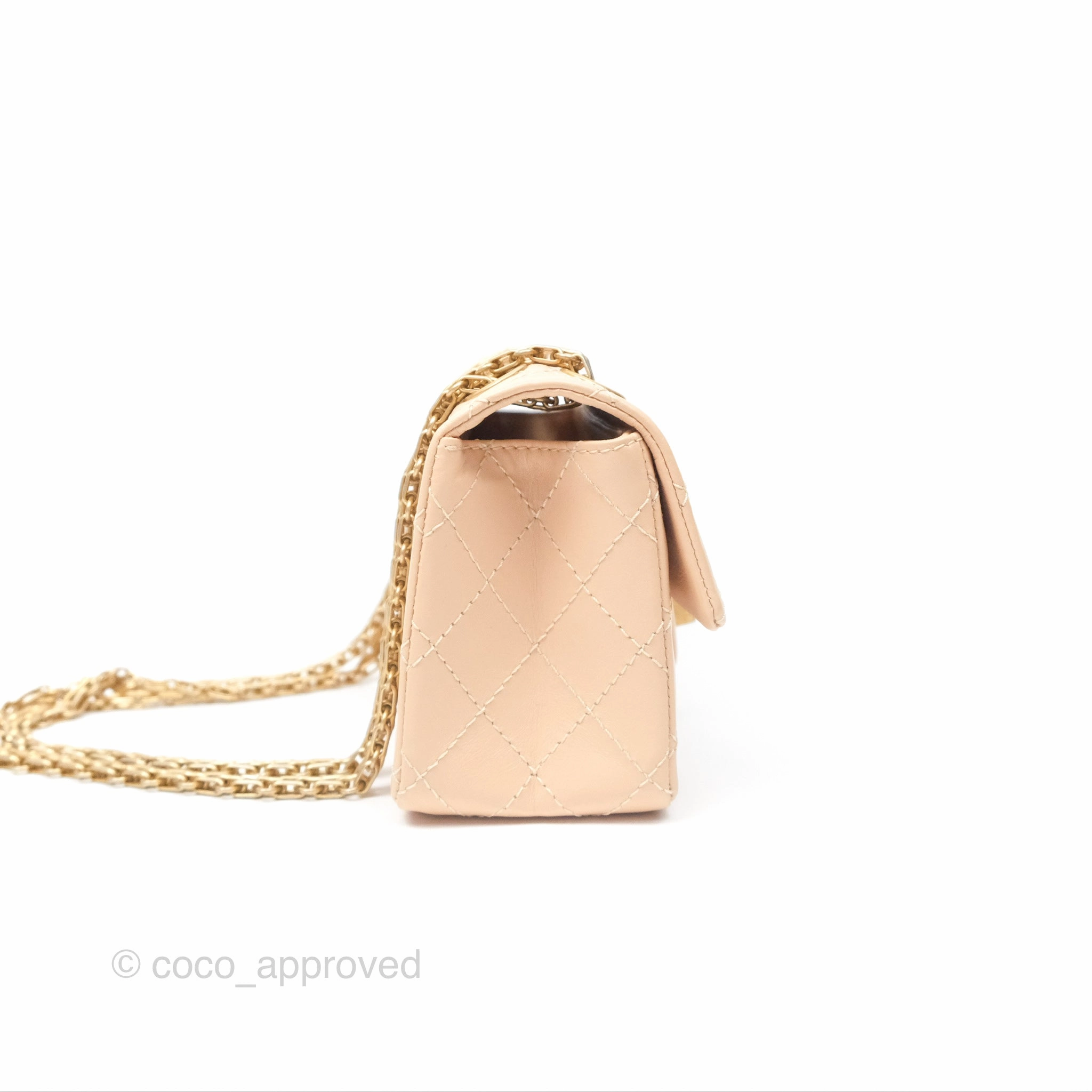 Chanel Mini Reissue 224 Beige Aged Calfskin Aged Gold Hardware