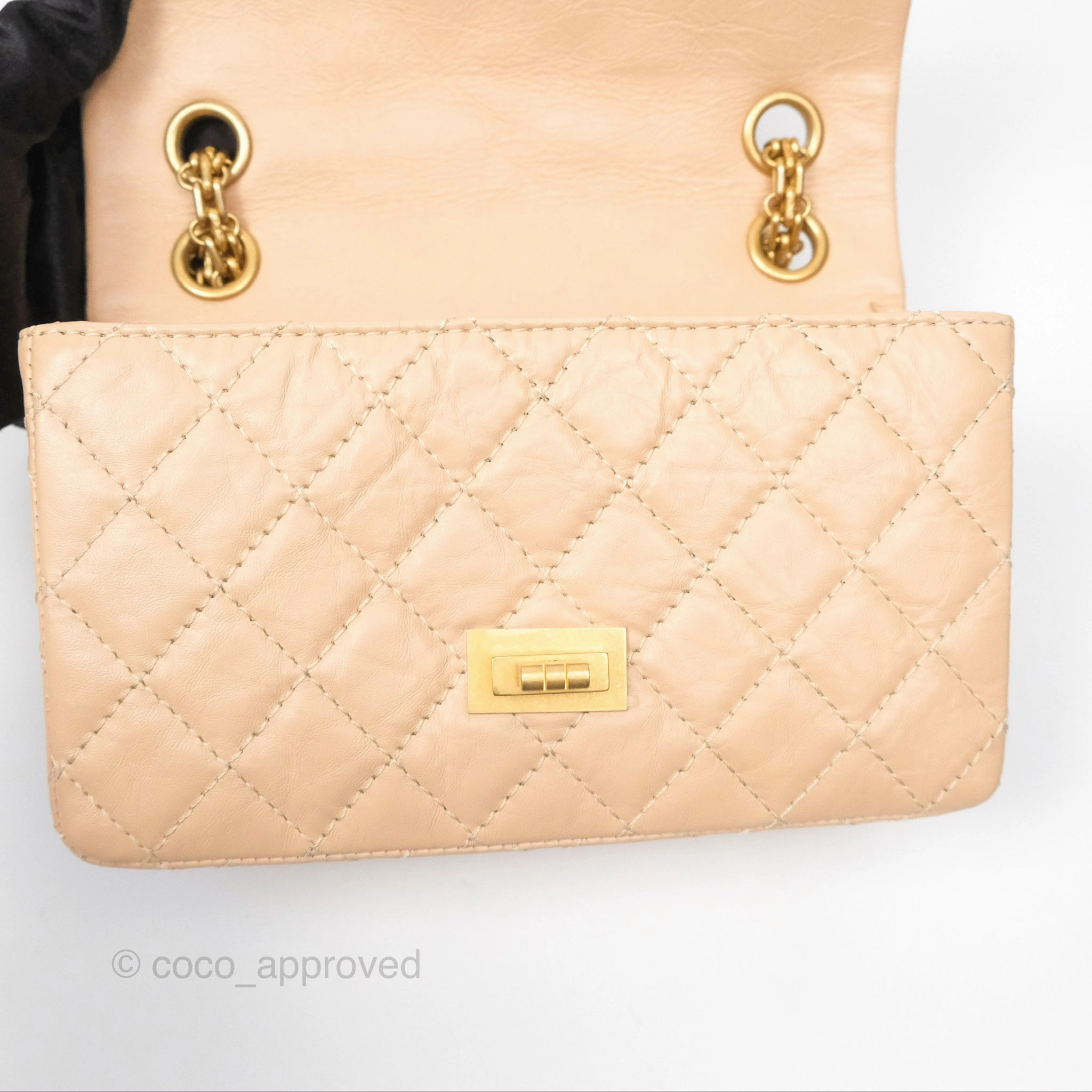 Chanel Mini Reissue 224 Beige Aged Calfskin Aged Gold Hardware
