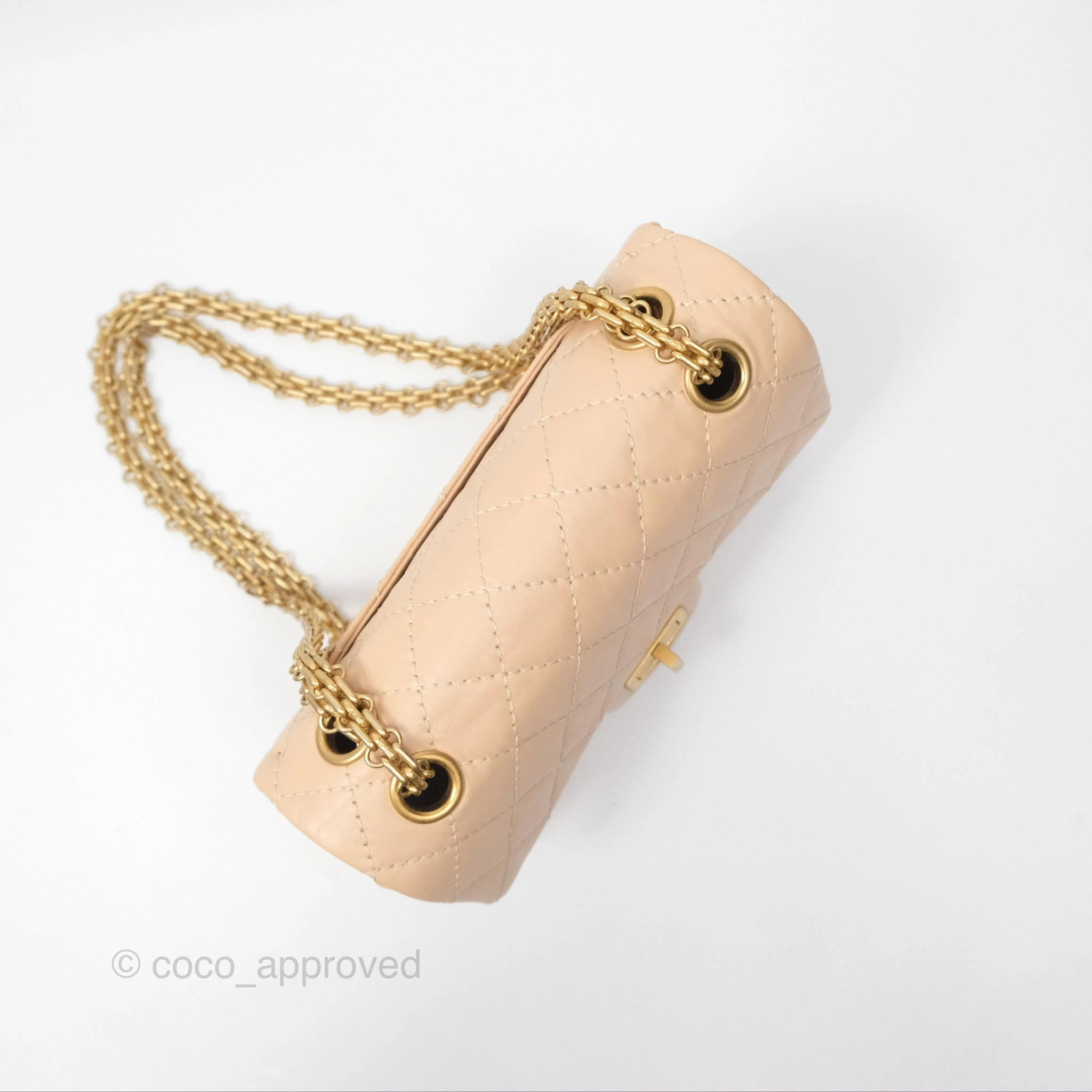 Chanel Mini Reissue 224 Beige Aged Calfskin Aged Gold Hardware