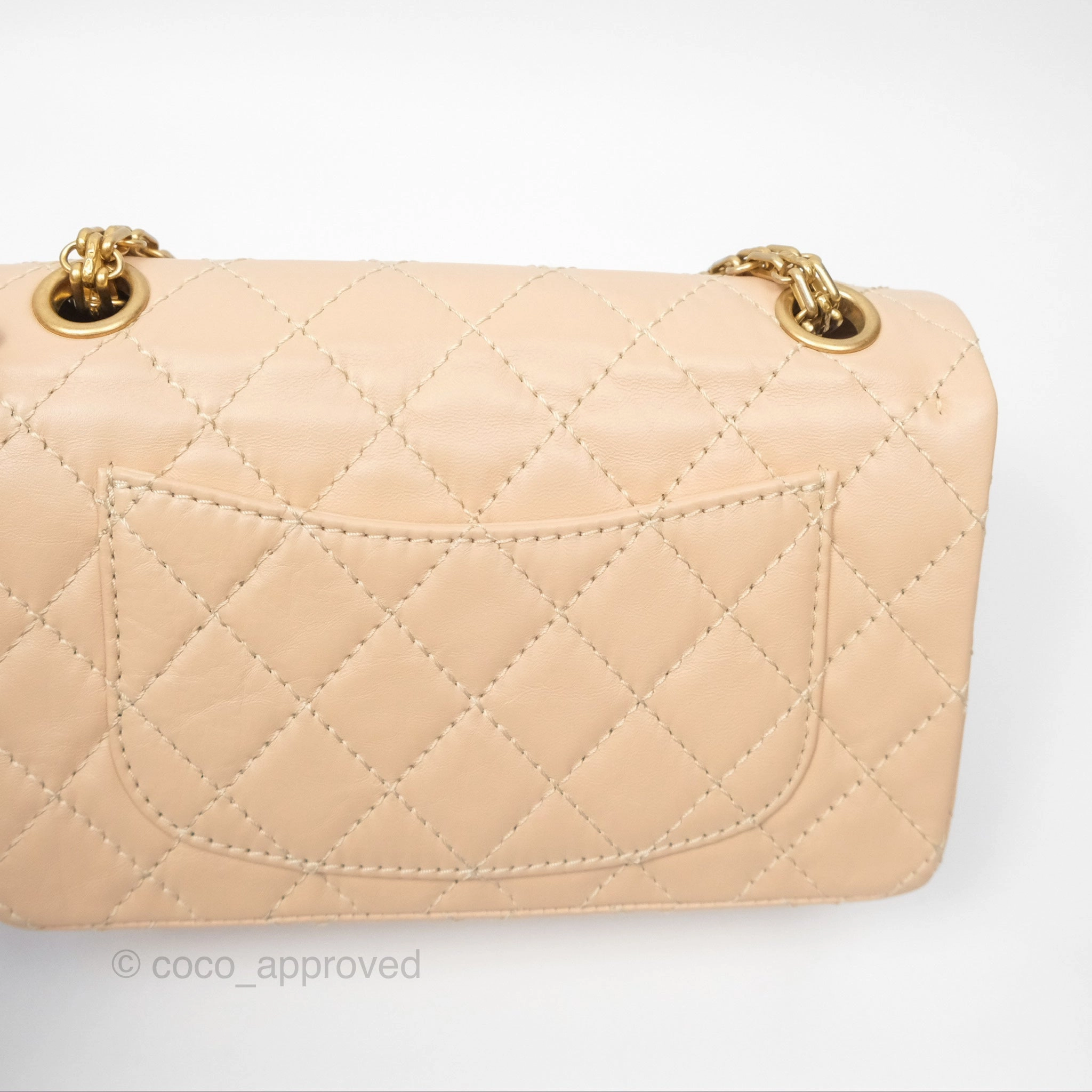 Chanel Mini Reissue 224 Beige Aged Calfskin Aged Gold Hardware