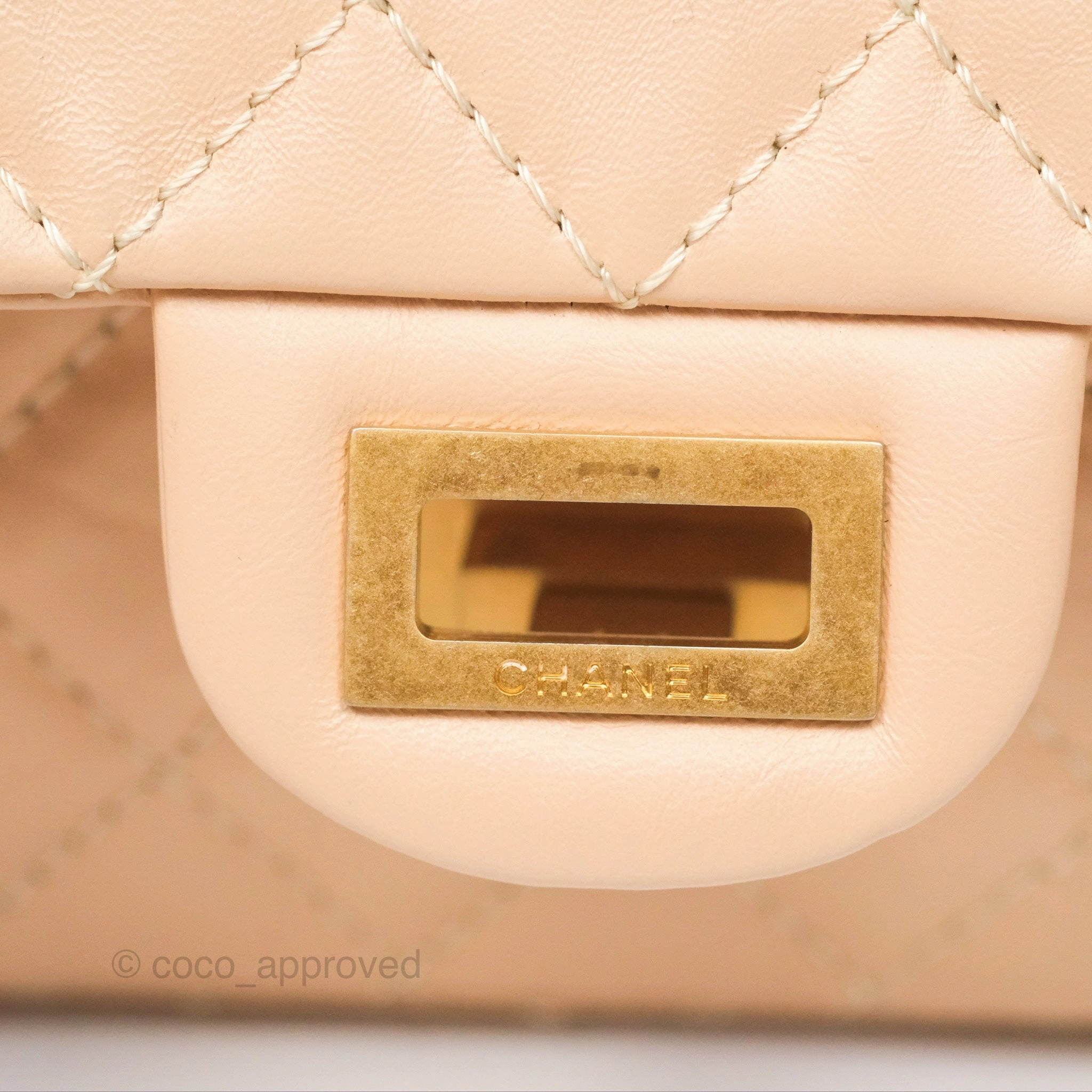 Chanel Mini Reissue 224 Beige Aged Calfskin Aged Gold Hardware