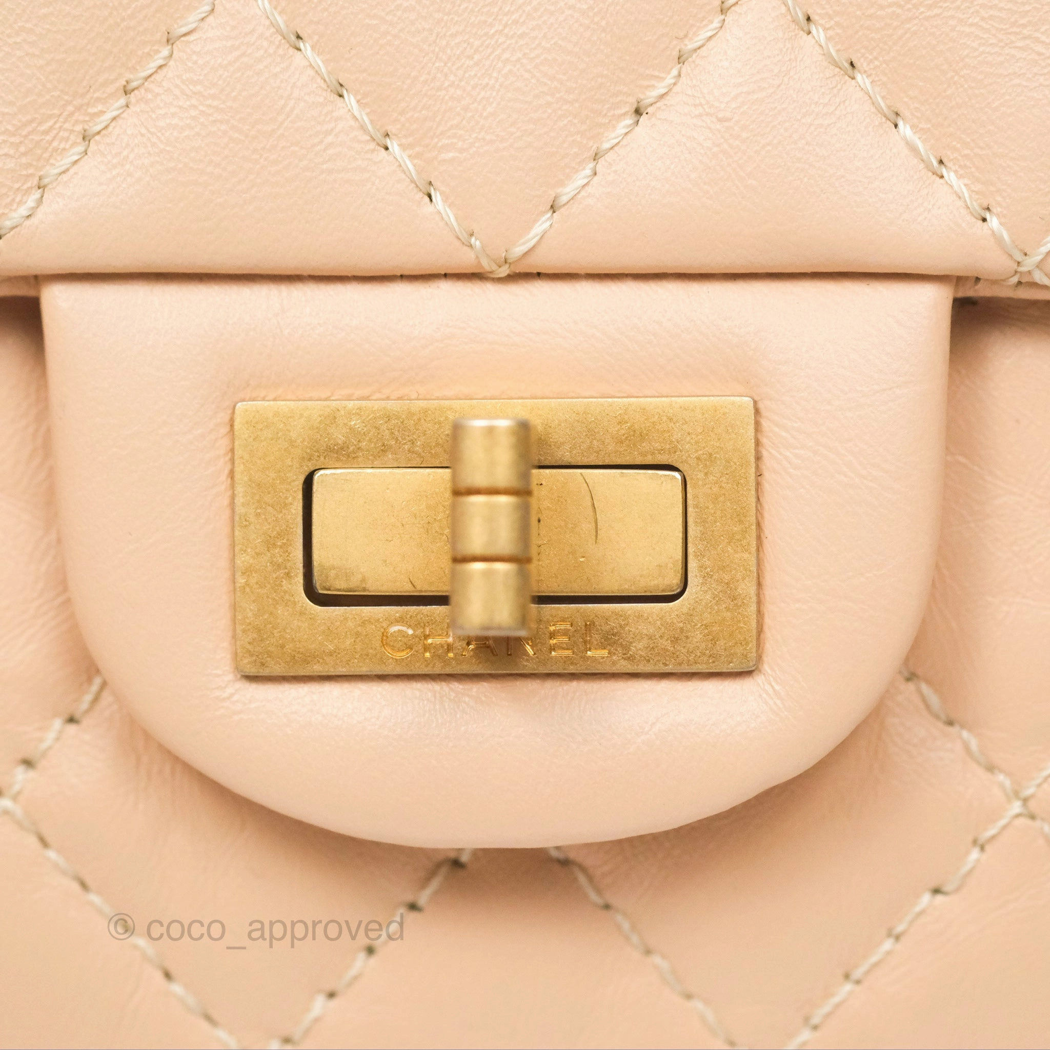 Chanel Mini Reissue 224 Beige Aged Calfskin Aged Gold Hardware
