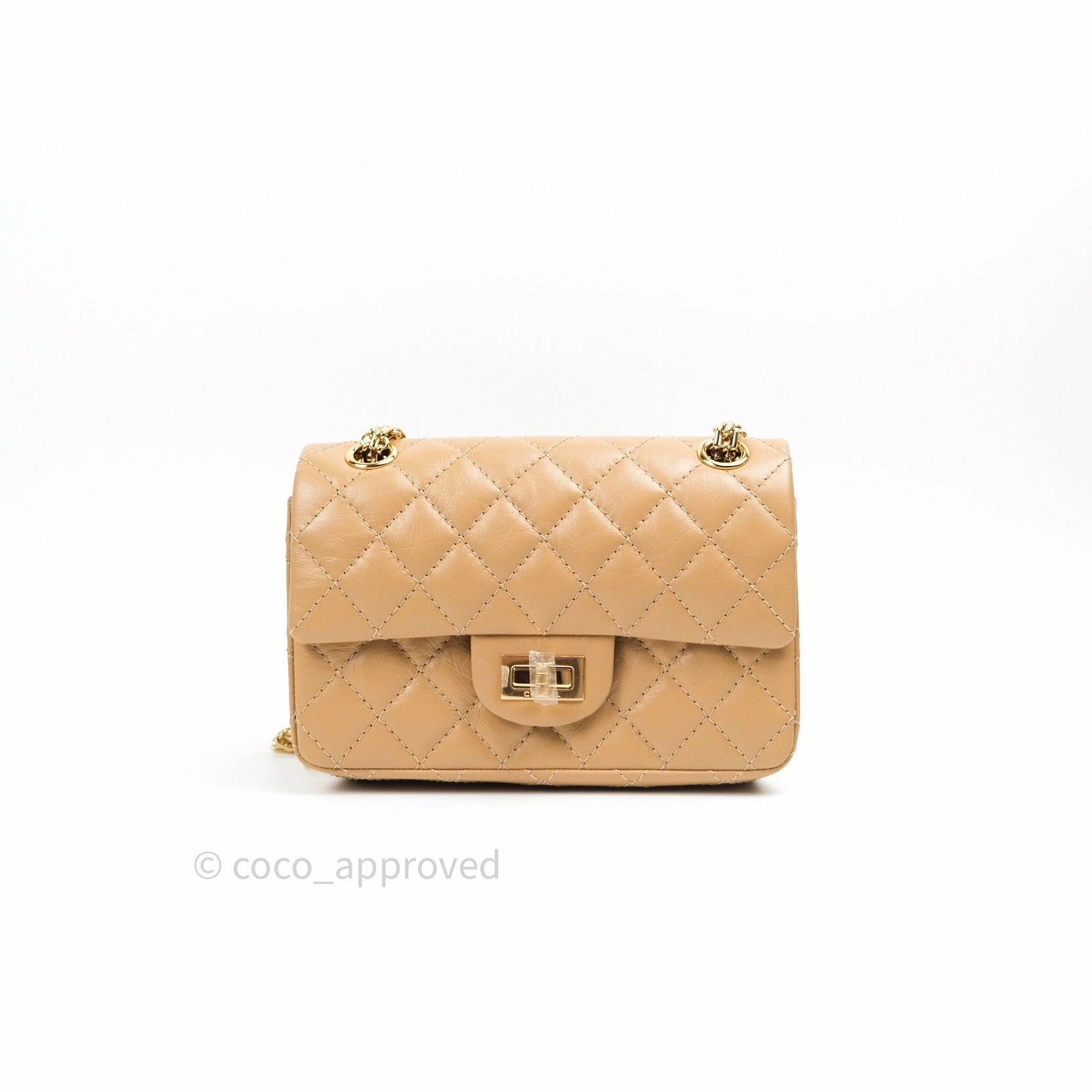 Chanel Mini Reissue 224 Beige Aged Calfskin Gold Hardware