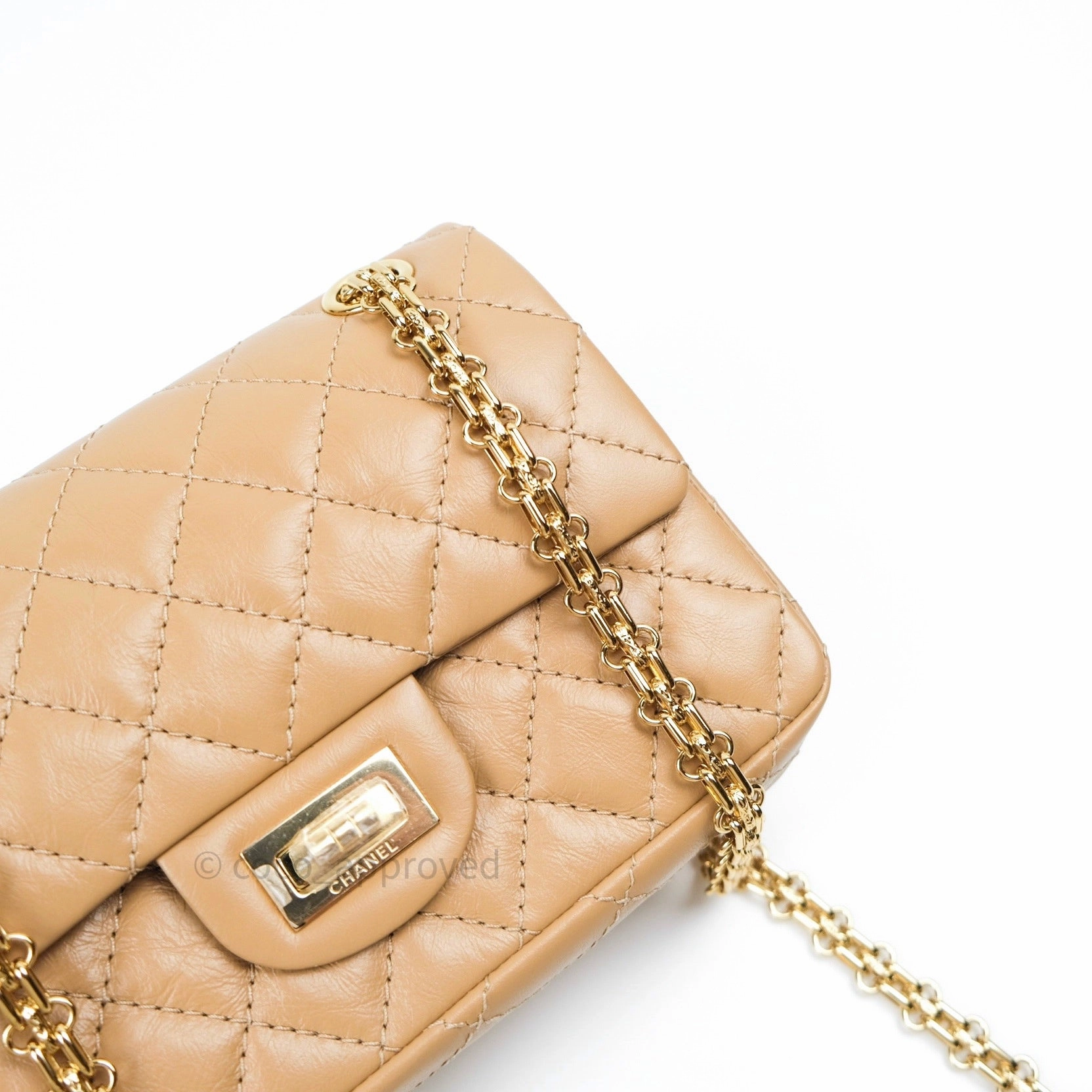 Chanel Mini Reissue 224 Beige Aged Calfskin Gold Hardware