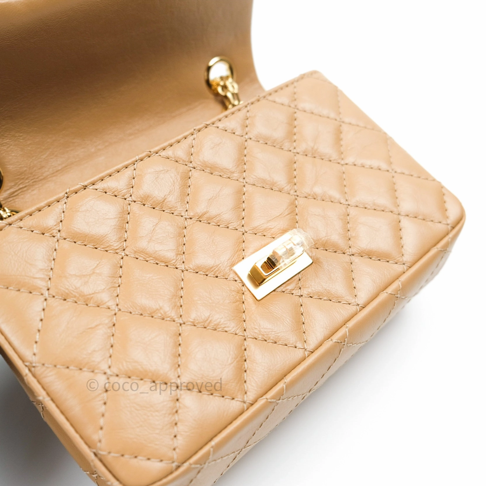 Chanel Mini Reissue 224 Beige Aged Calfskin Gold Hardware