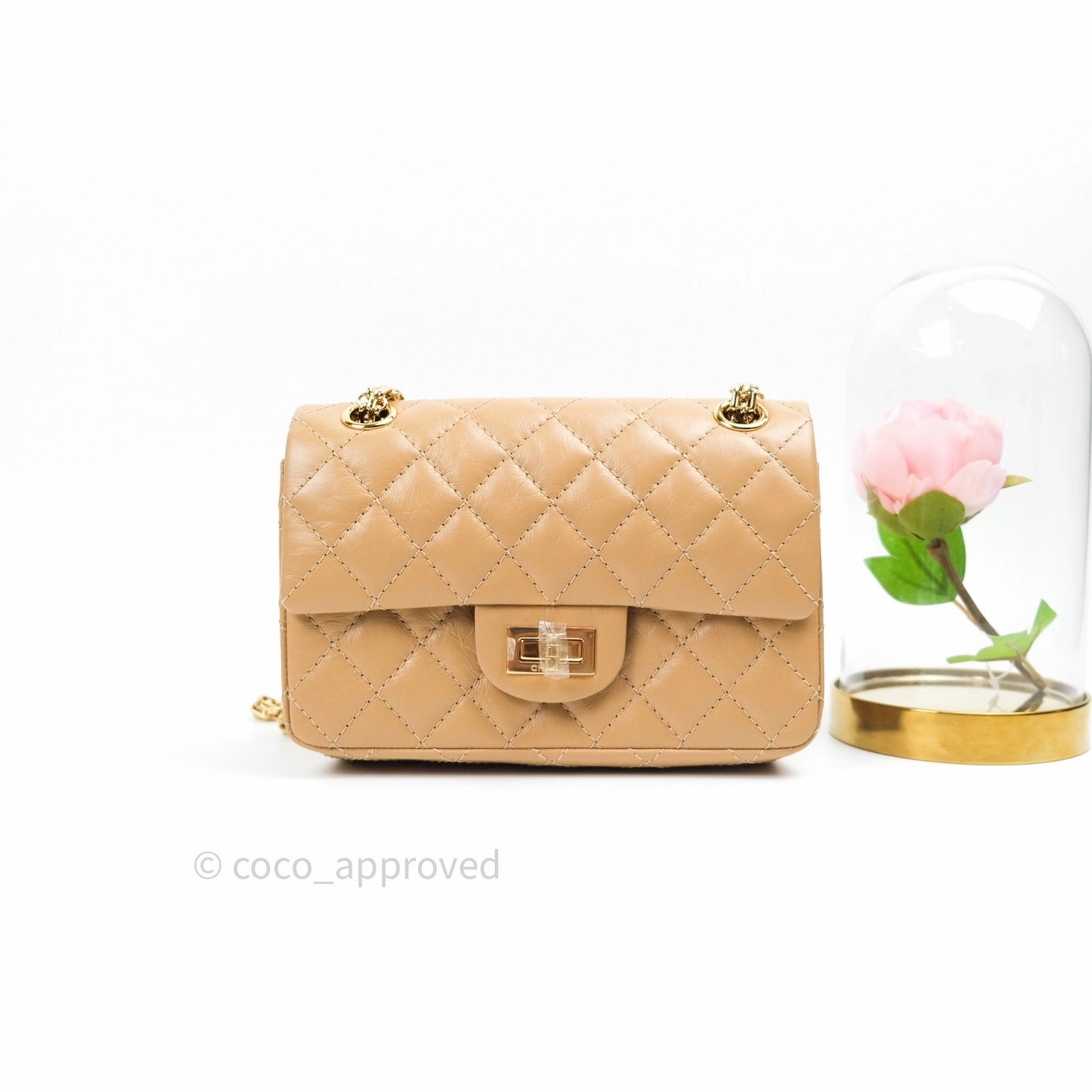 Chanel Mini Reissue 224 Beige Aged Calfskin Gold Hardware
