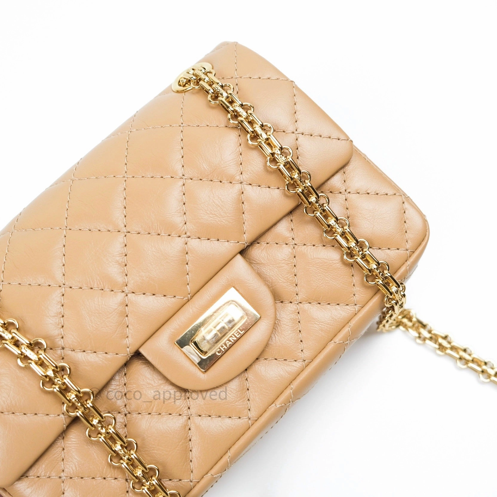 Chanel Mini Reissue 224 Beige Aged Calfskin Gold Hardware