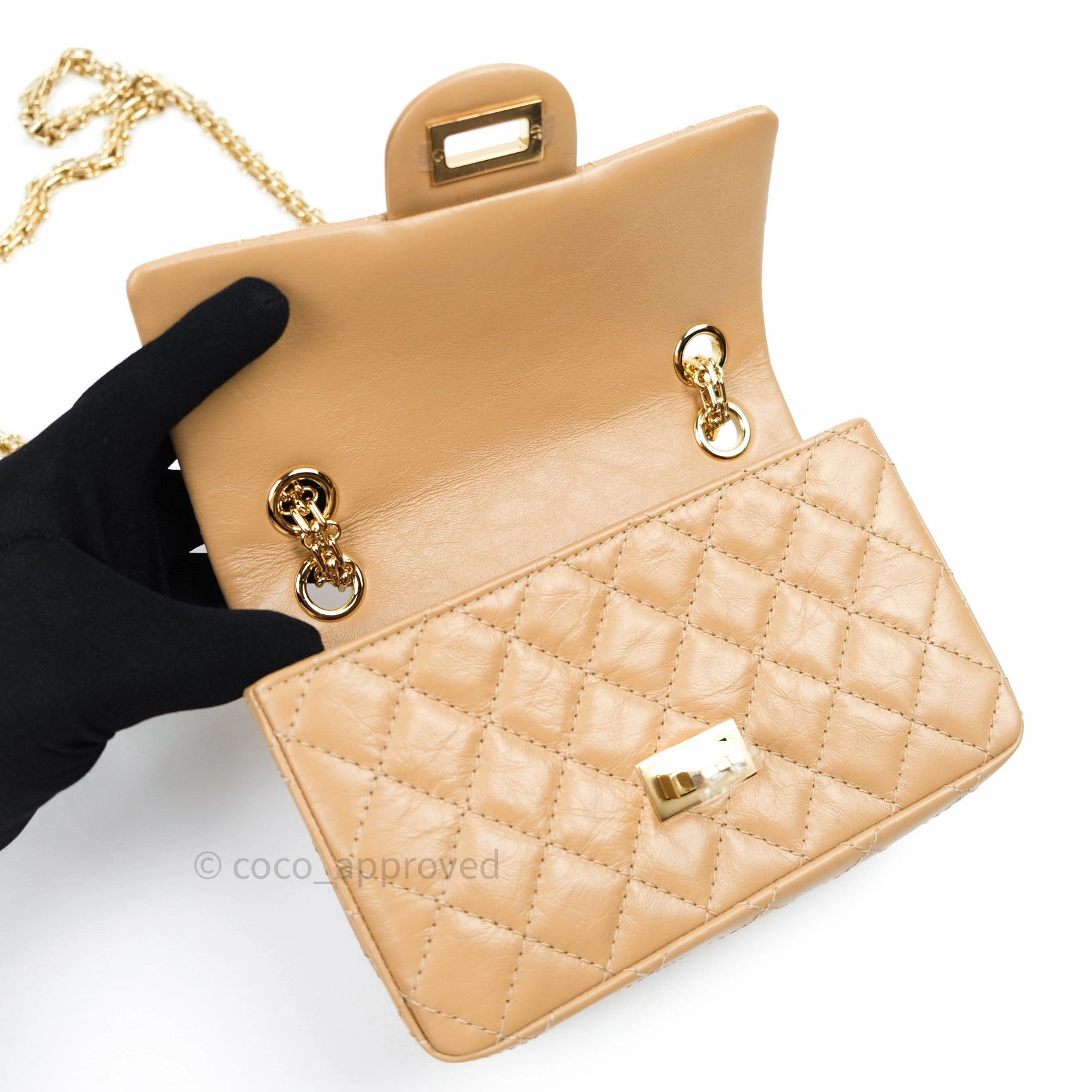 Chanel Mini Reissue 224 Beige Aged Calfskin Gold Hardware