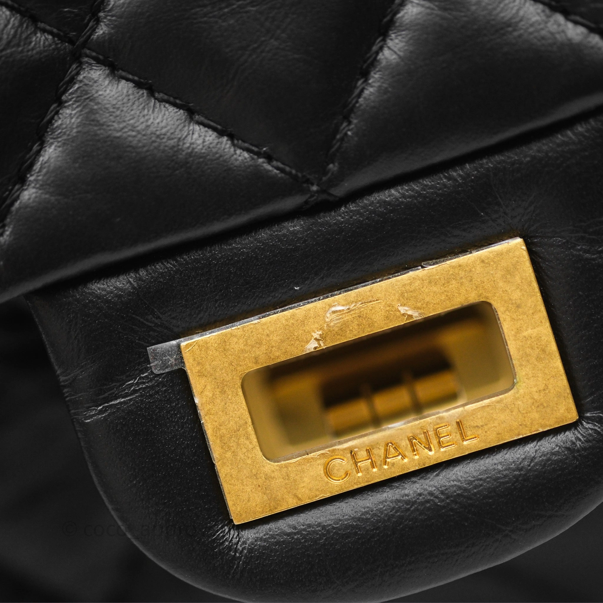 Chanel Mini Reissue 224 Black Aged Calfskin Gold Hardware