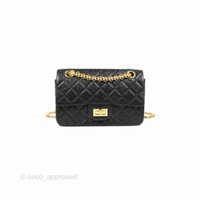 Chanel Mini Reissue 224 Black Aged Calfskin Gold Hardware