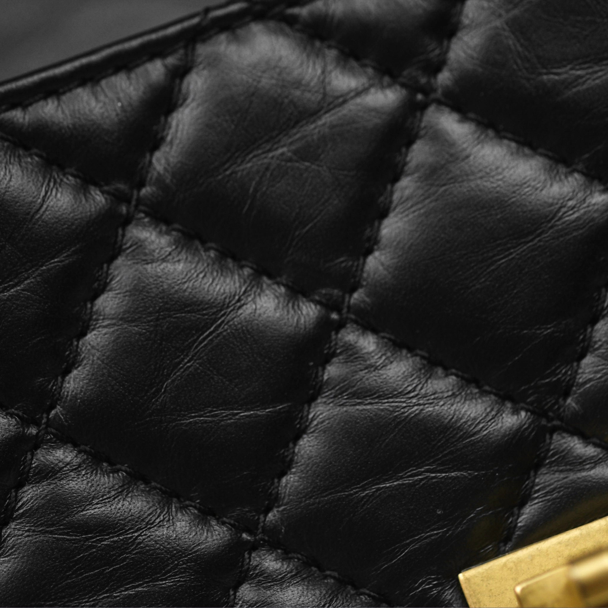 Chanel Mini Reissue 224 Black Aged Calfskin Gold Hardware
