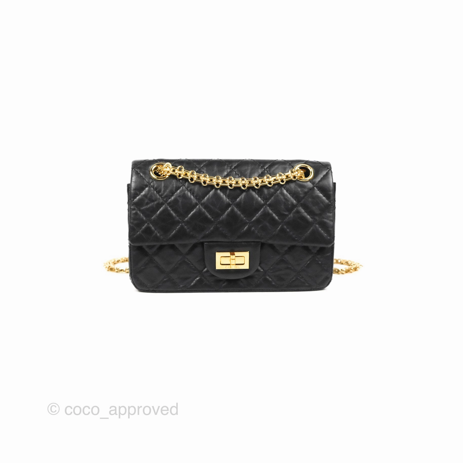 Chanel Mini Reissue 224 Black Aged Calfskin Gold Hardware